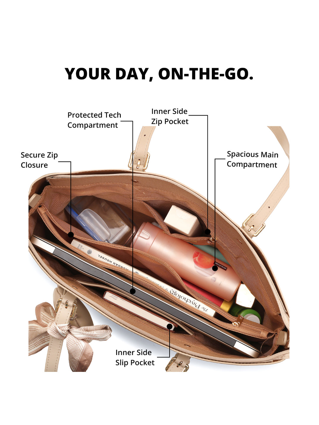 Magnolia Beige PU Leather Solid One Size Women Tote