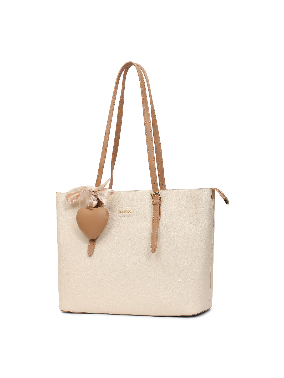 Magnolia White PU Leather Solid One Size Women Tote