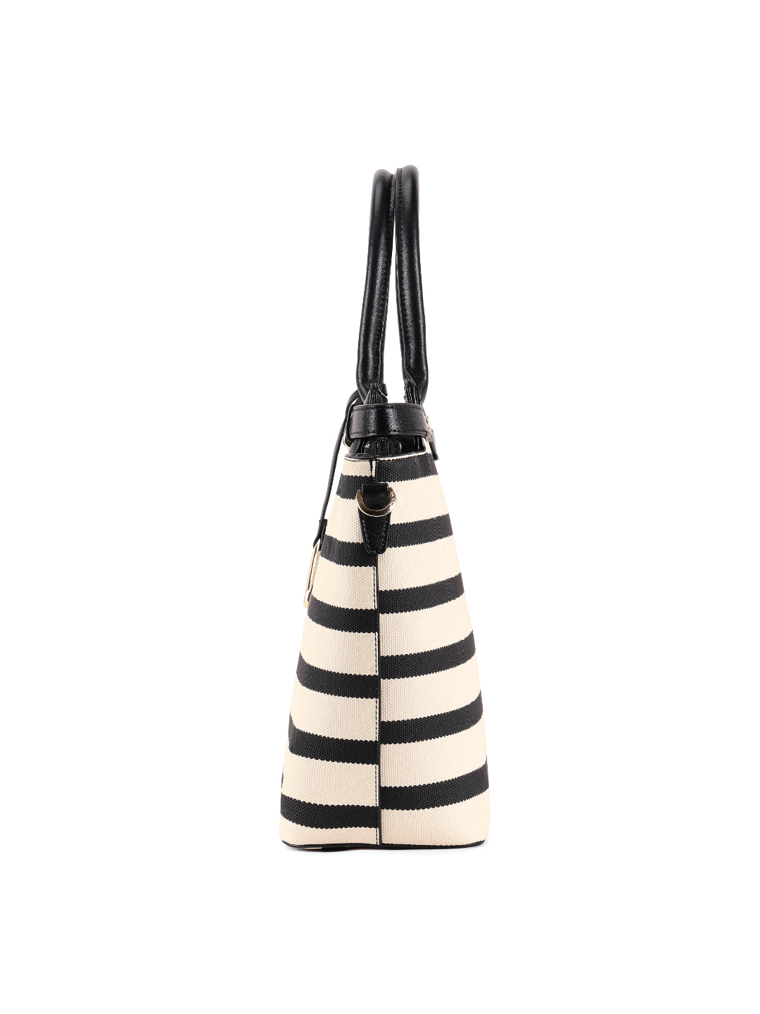Magnolia Black PU Leather Striped One Size Women Tote