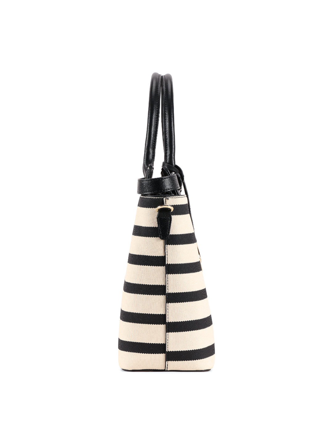Magnolia Black PU Leather Striped One Size Women Tote