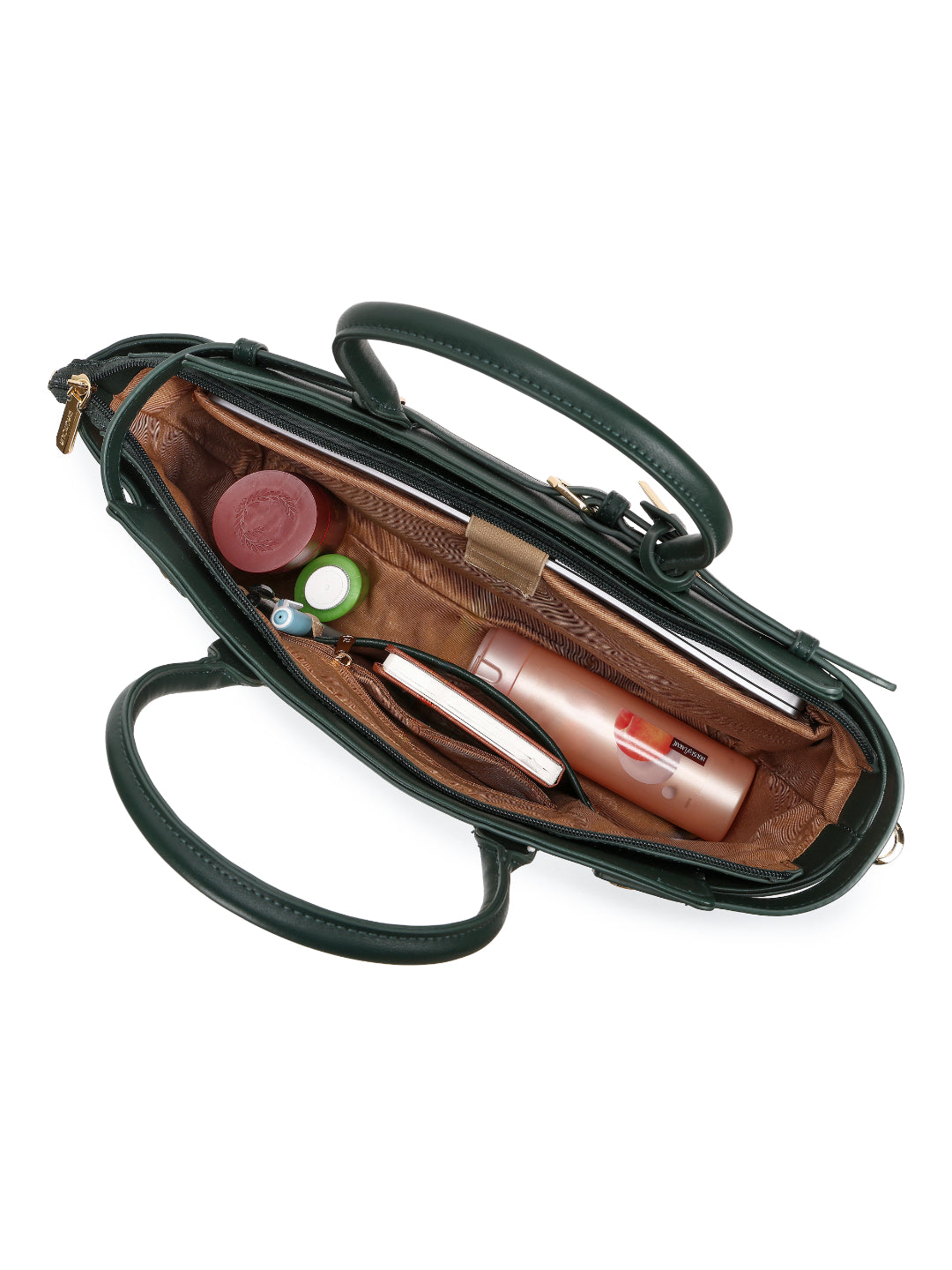 Magnolia Green PU Leather Striped One Size Women Tote