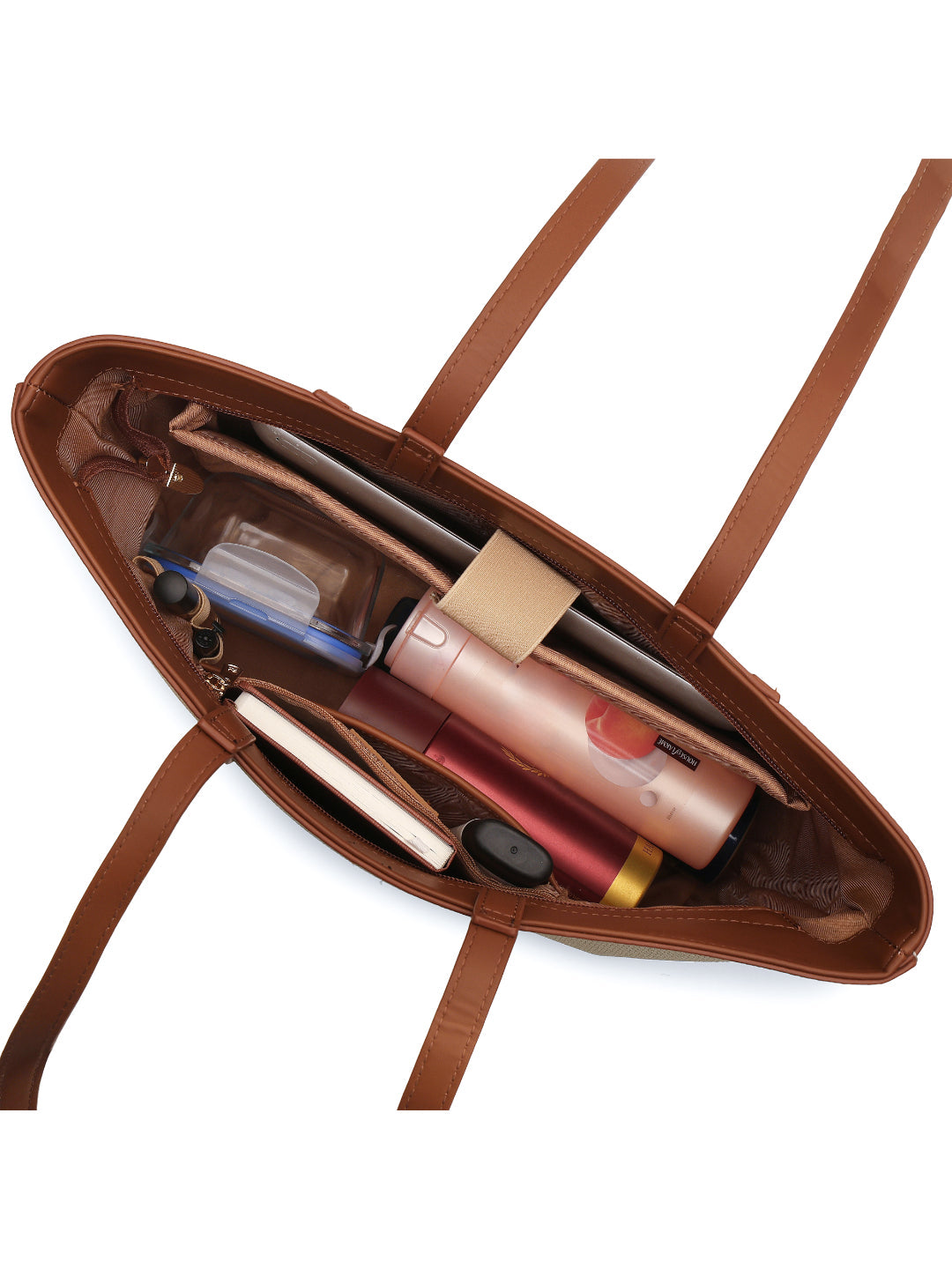 Magnolia Beige PU Leather Textured One Size Women Tote