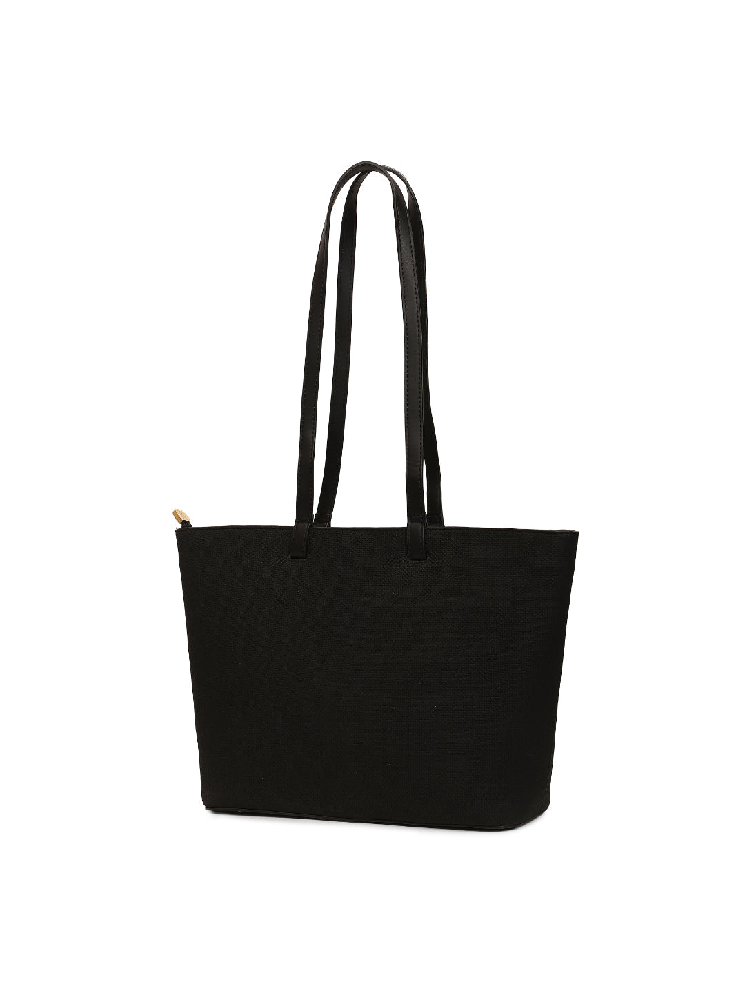 Magnolia Black PU Leather Textured One Size Women Tote