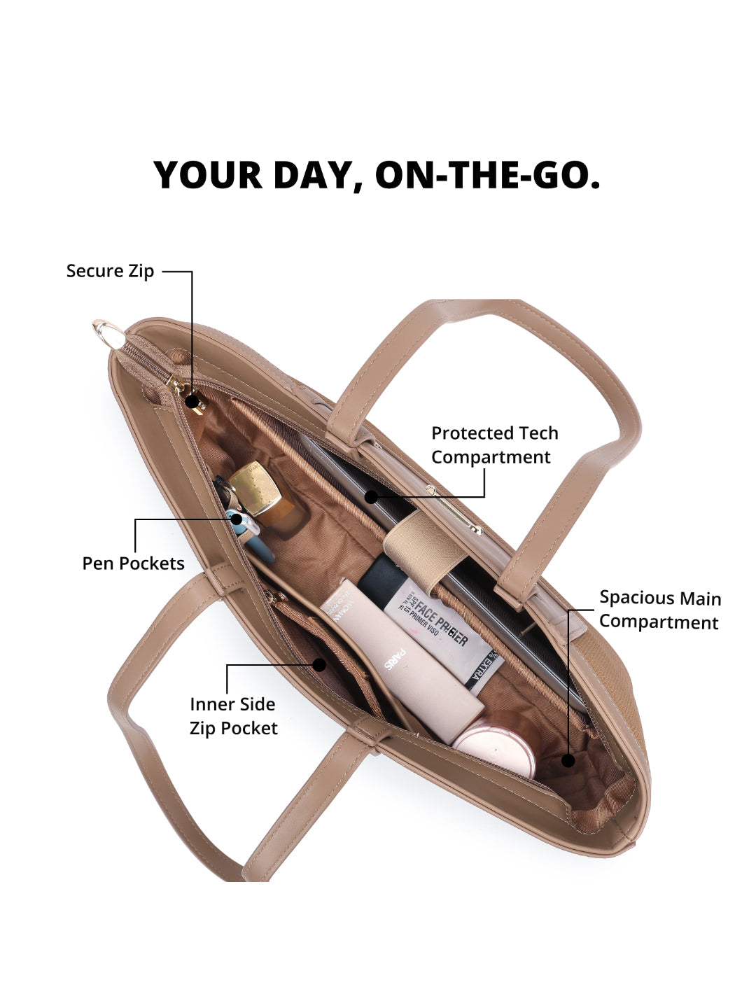 Magnolia Brown PU Leather Textured One Size Women Tote