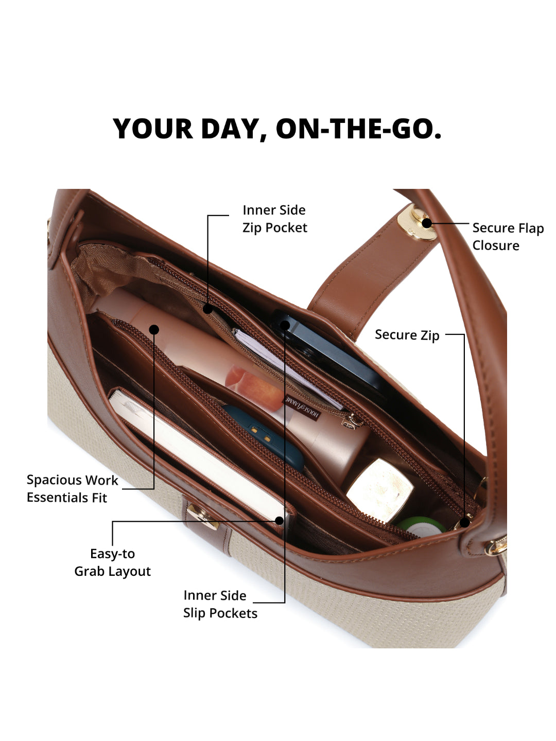 Magnolia Beige PU Leather Solid One Size Women Shoulder Bag