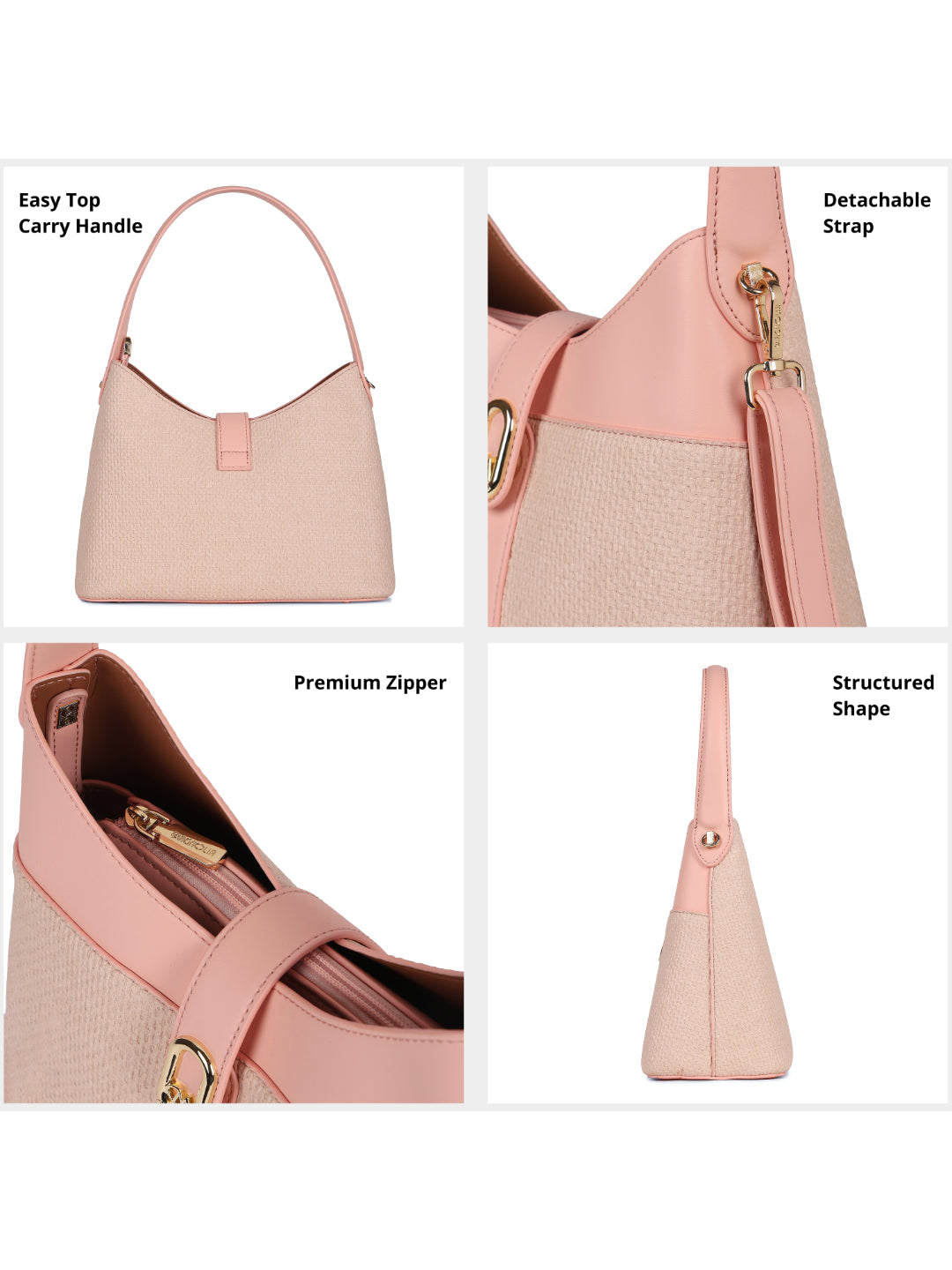 Magnolia Pink PU Leather Solid One Size Women Shoulder Bag