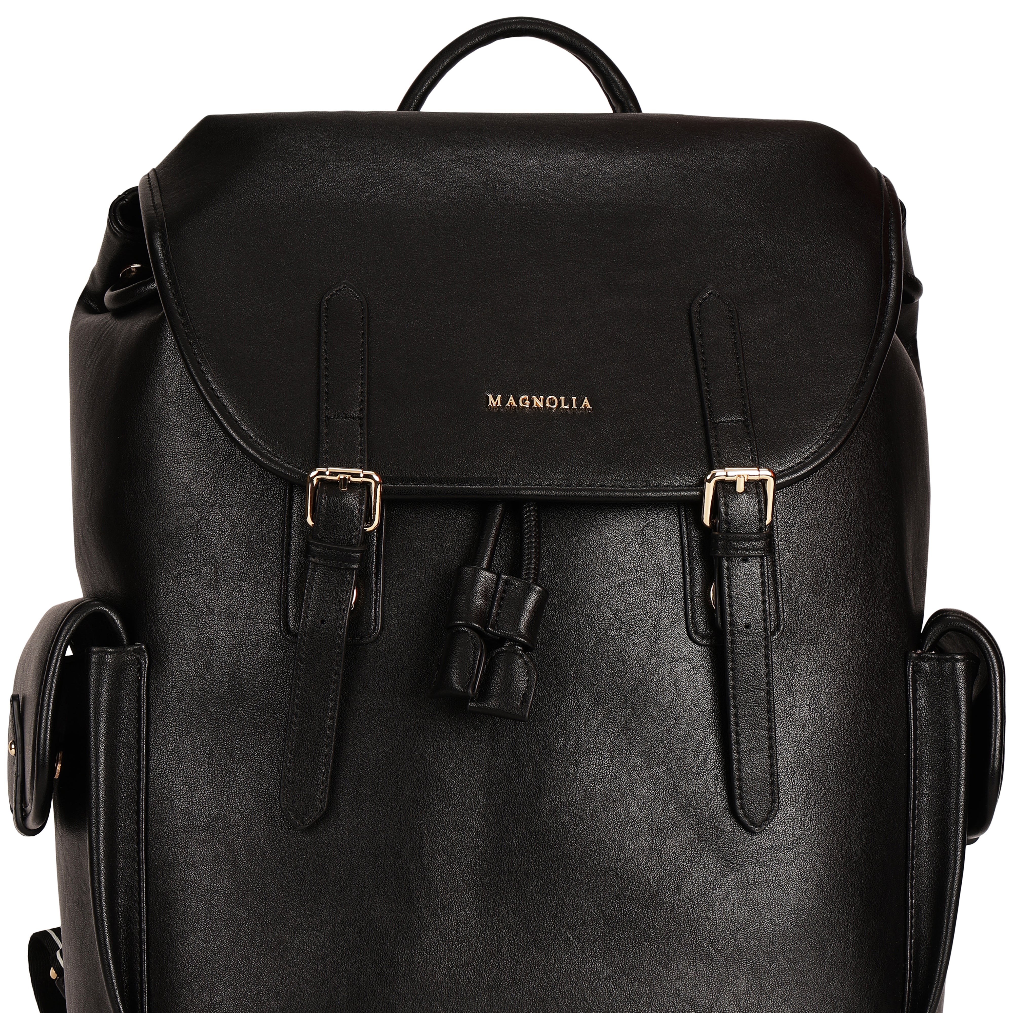 Magnolia PU Leather Black Backpack