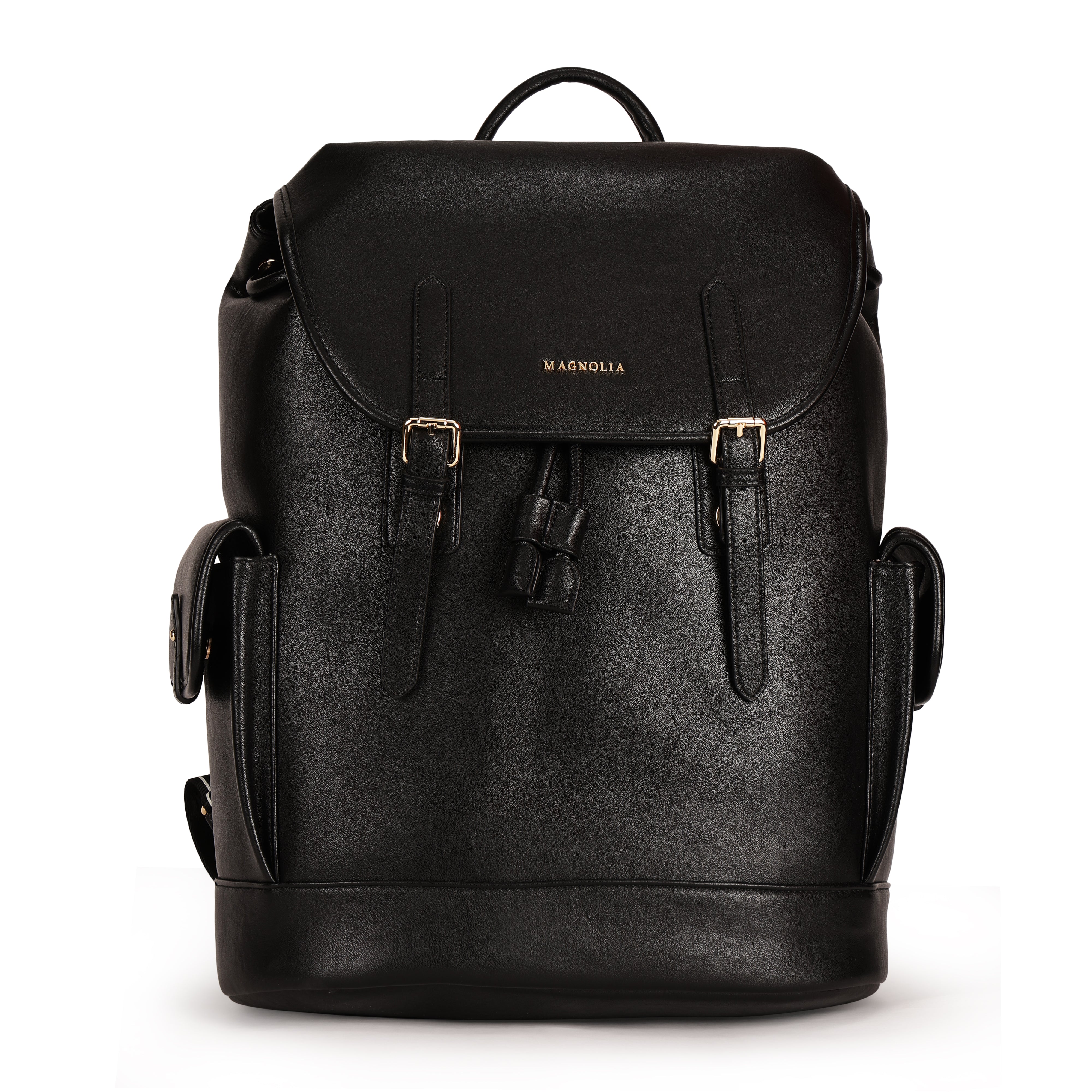 Magnolia PU Leather Black Backpack