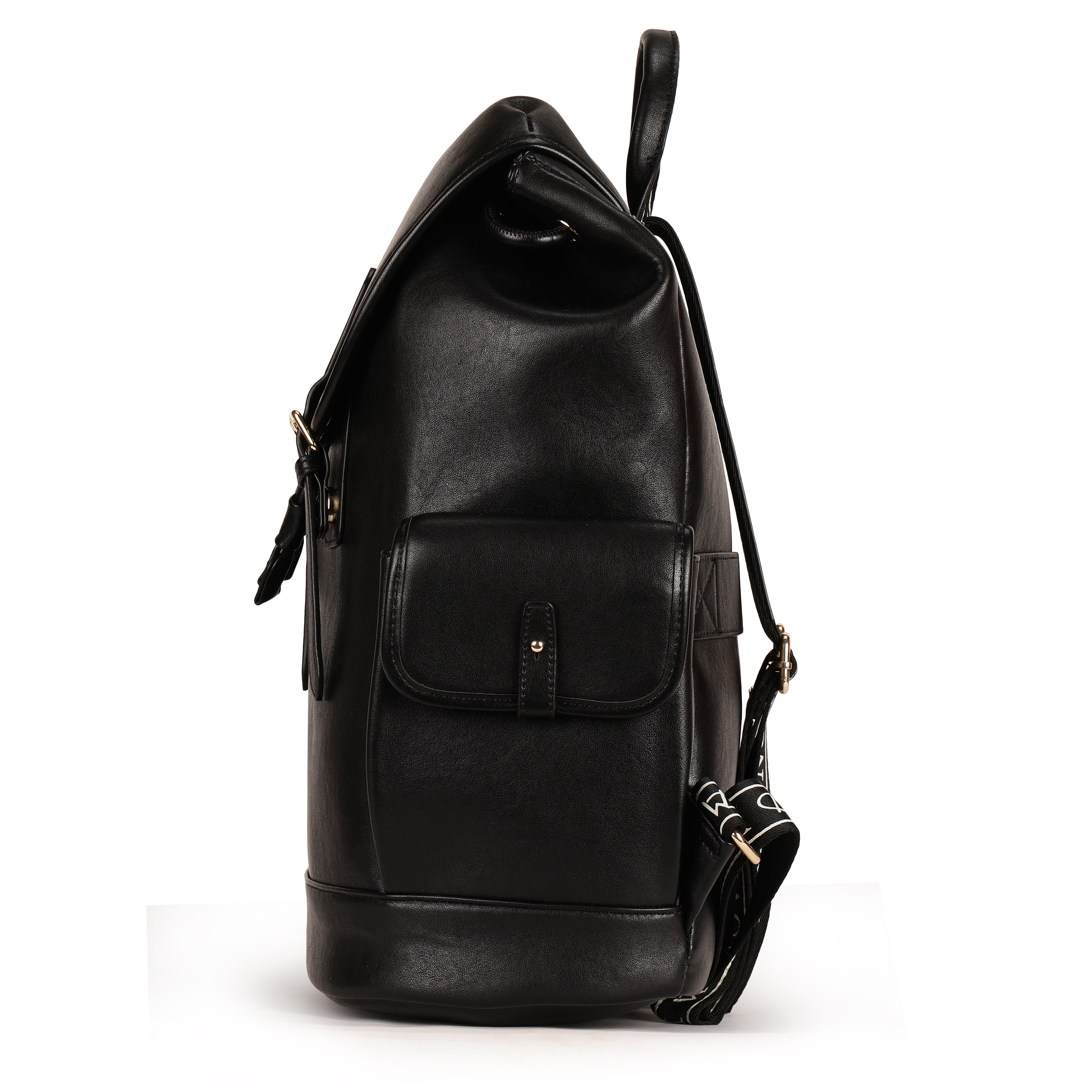 Magnolia PU Leather Black Backpack