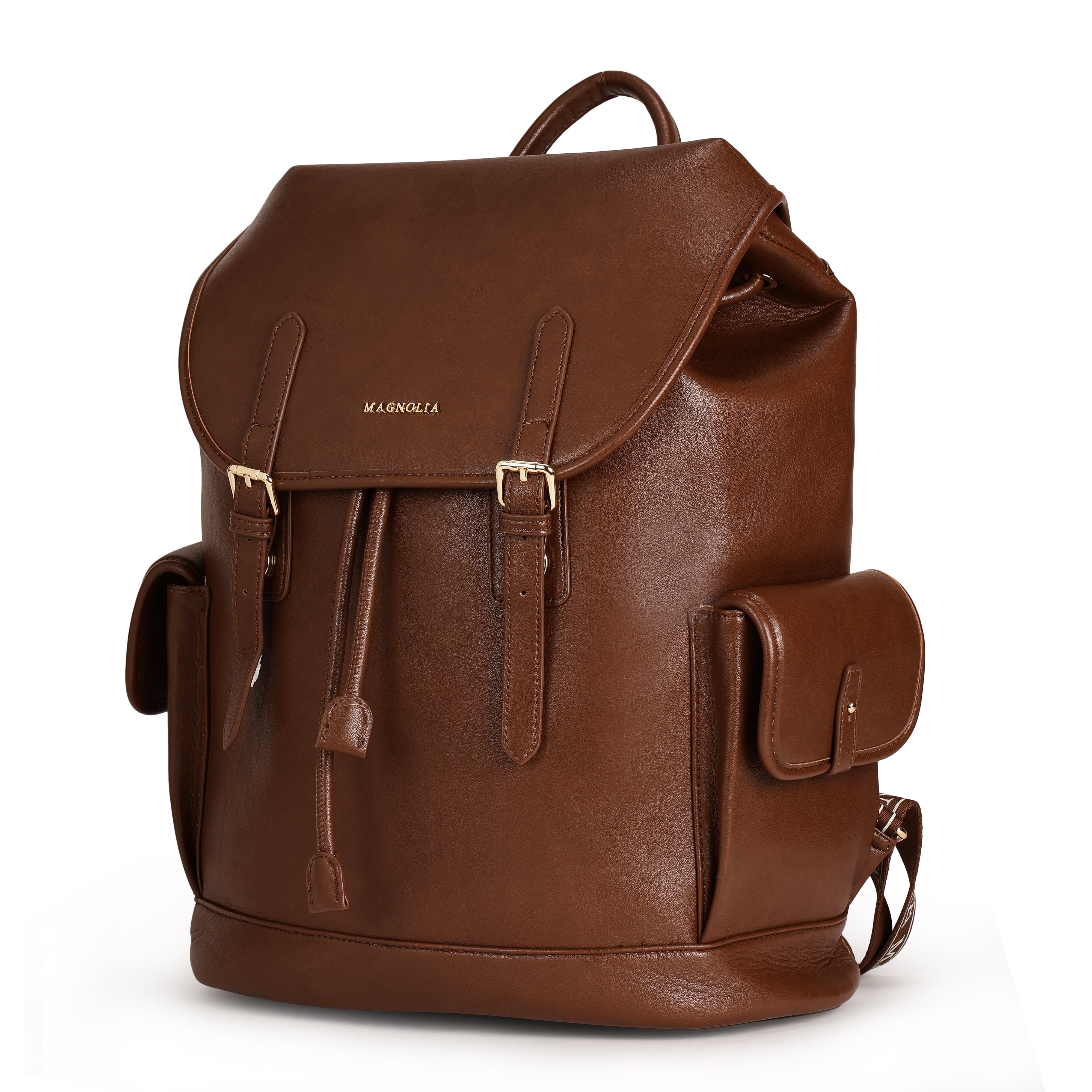 Magnolia PU Leather Brown Backpack