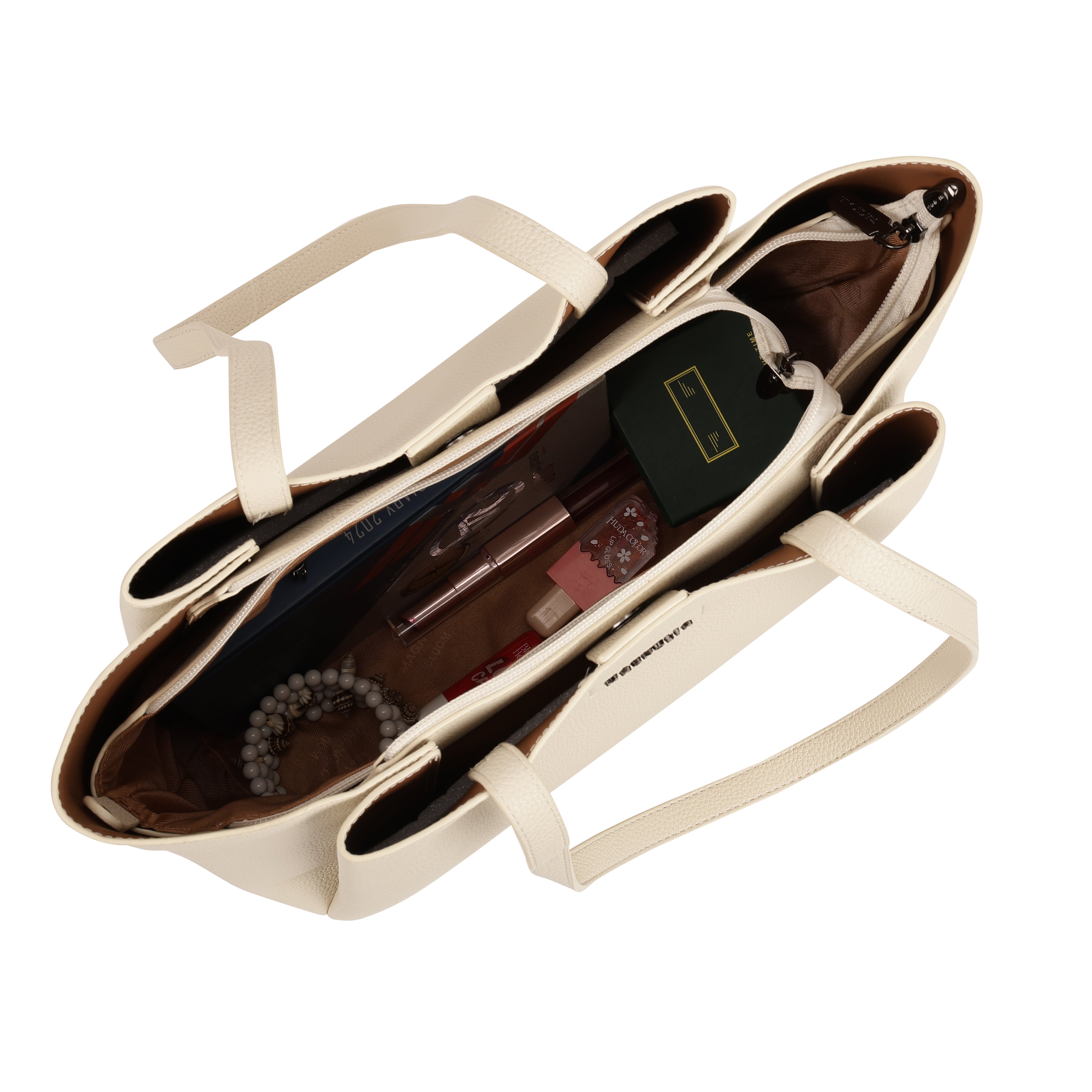 Magnolia PU Leather Women Beige Tote Bag