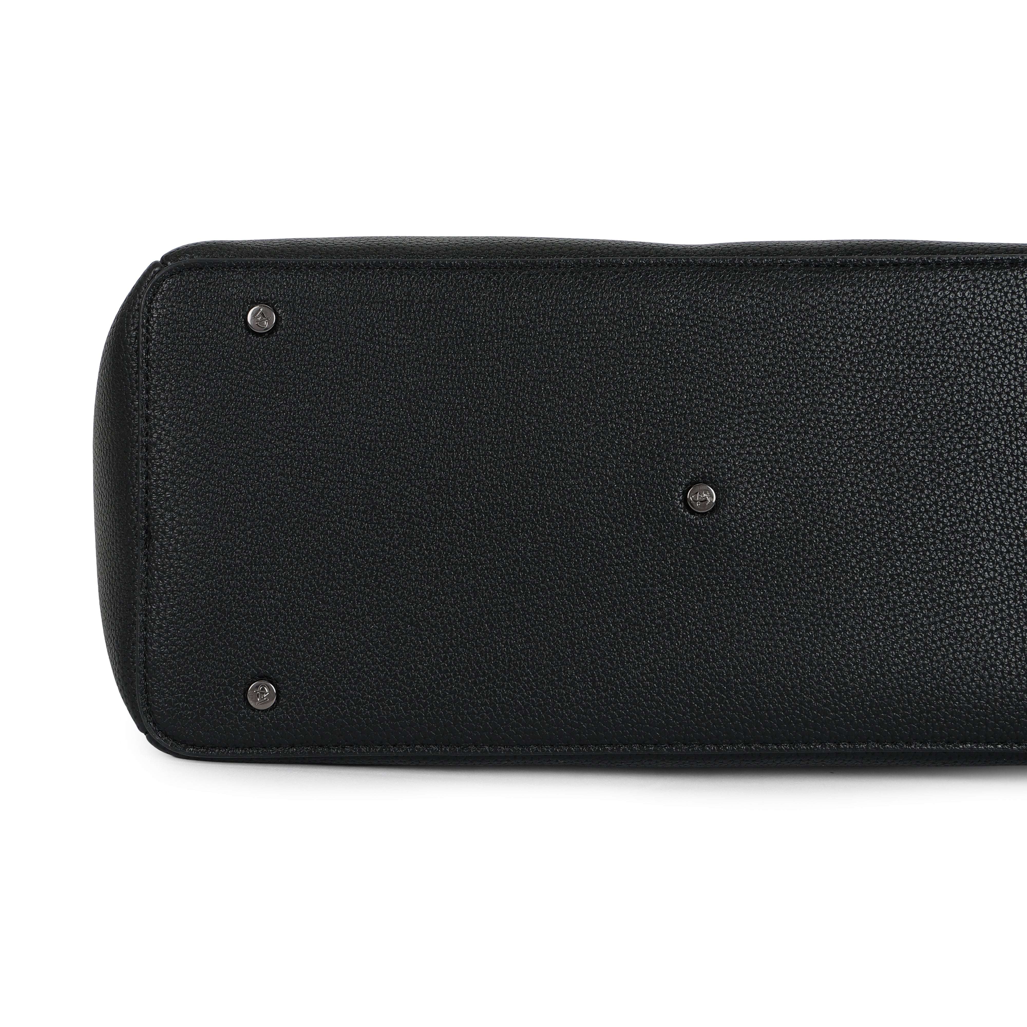 Magnolia PU Leather Women Black Tote Bag