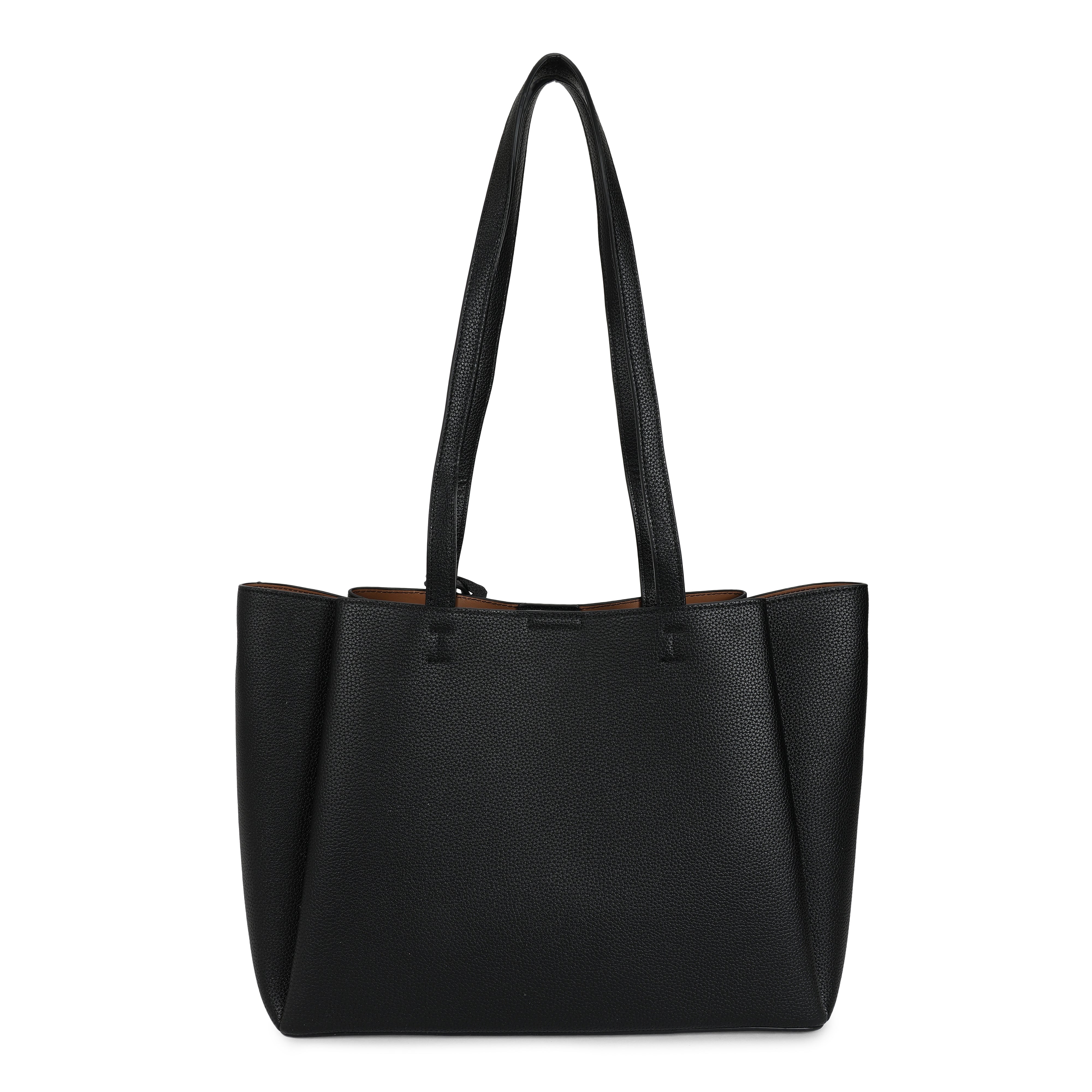 Magnolia PU Leather Women Black Tote Bag