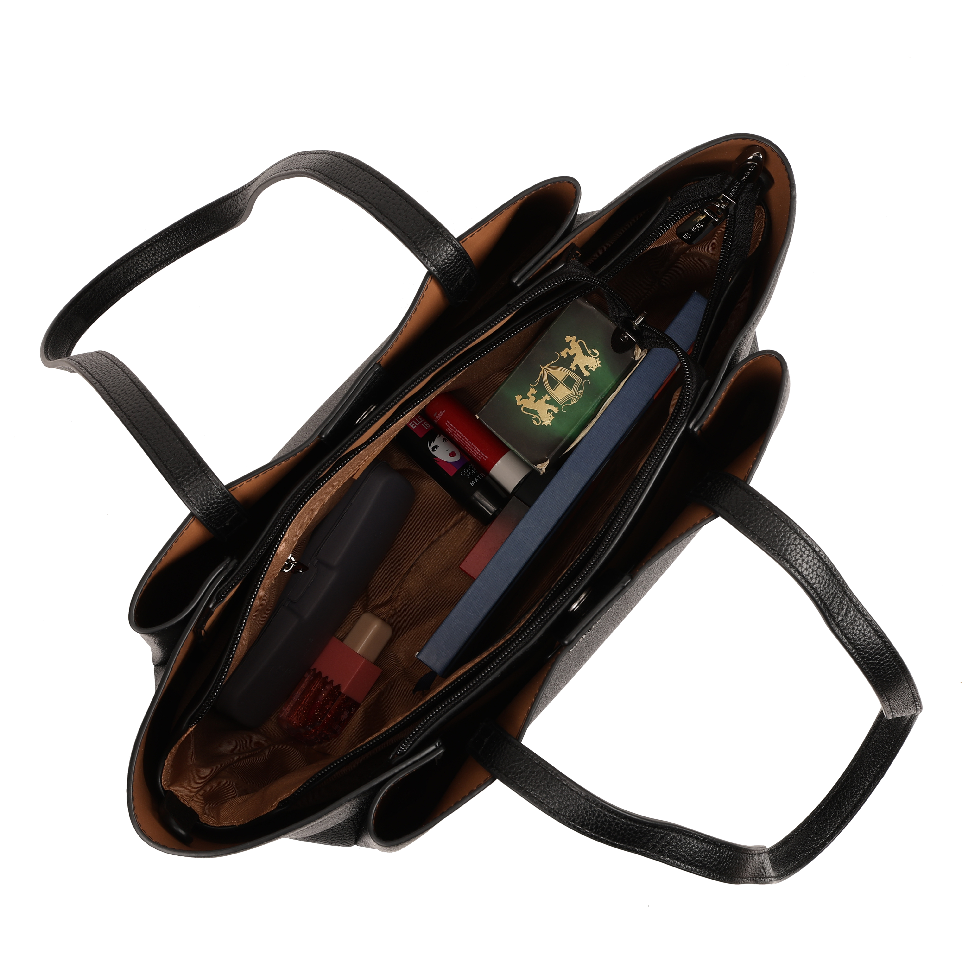 Magnolia PU Leather Women Black Tote Bag