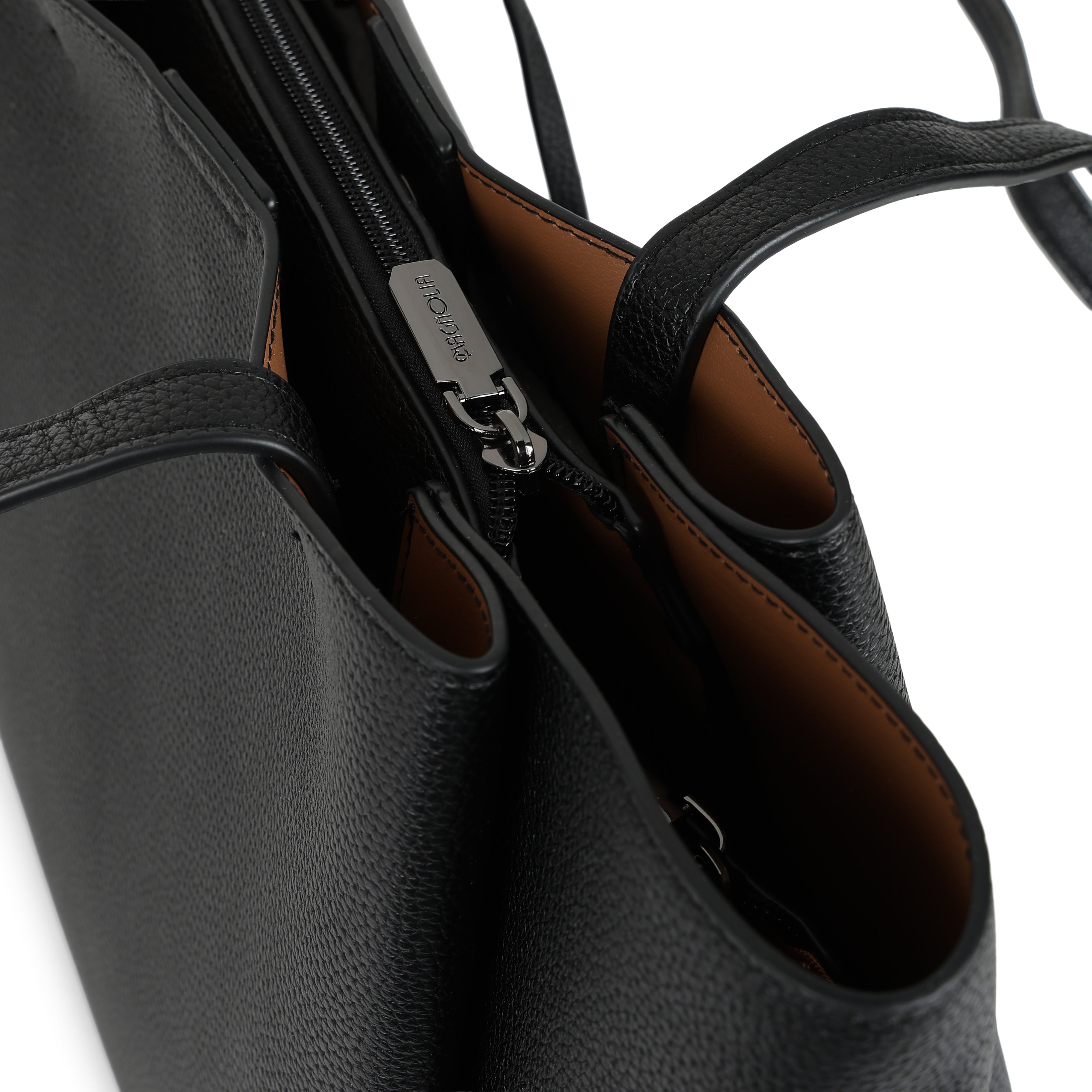 Magnolia PU Leather Women Black Tote Bag