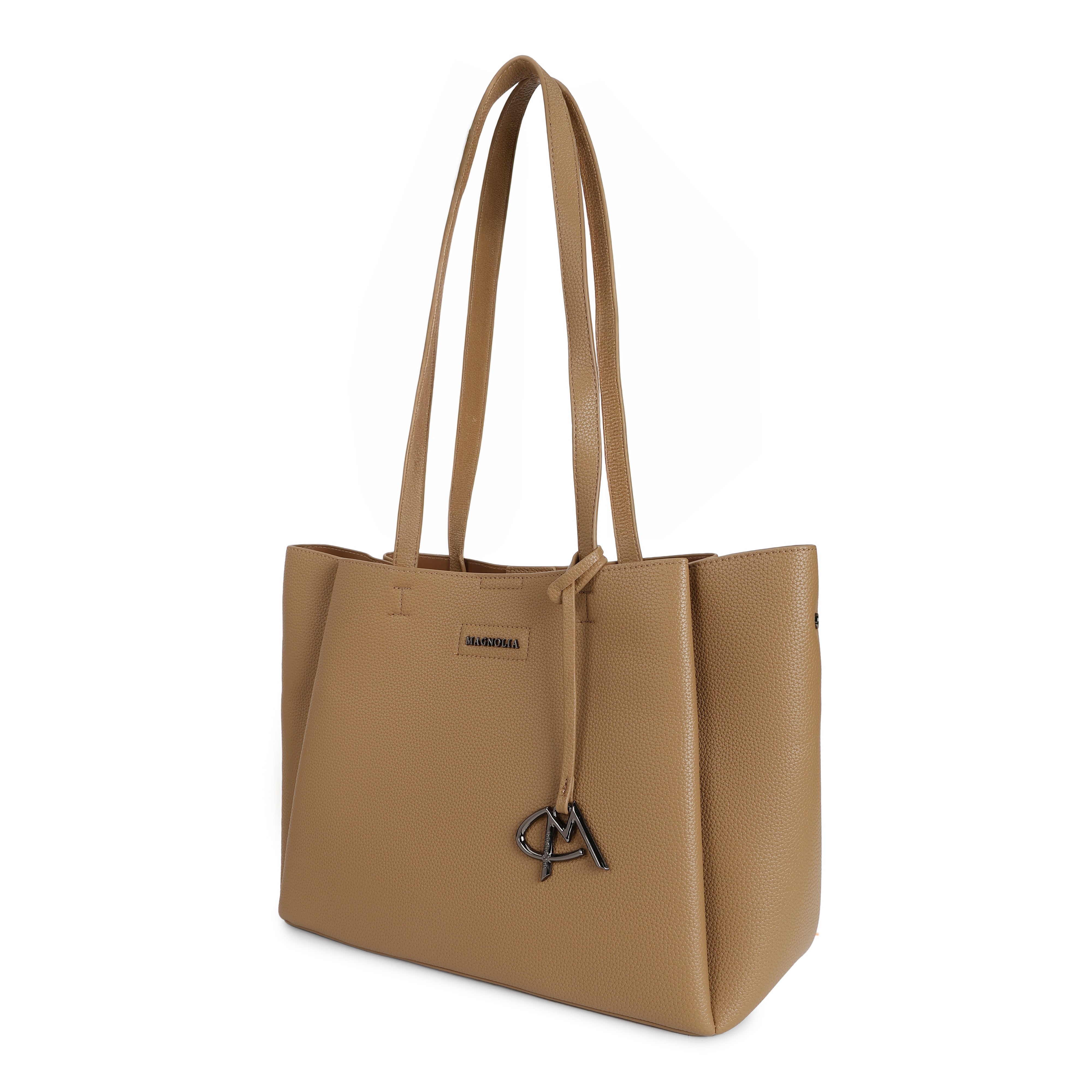 Magnolia PU Leather Women Brown Tote Bag