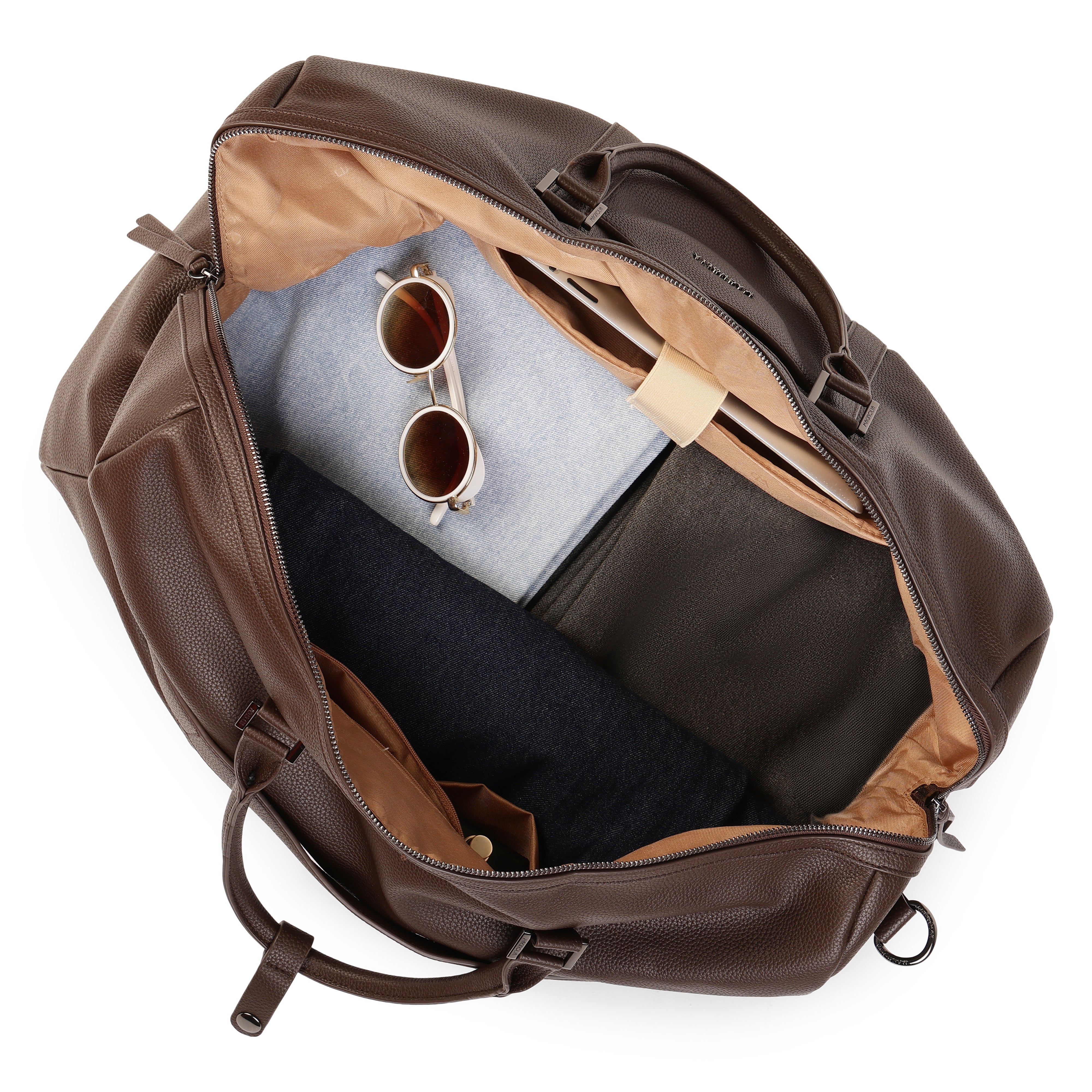 Magnolia PU Leather Coffee Duffle Bag