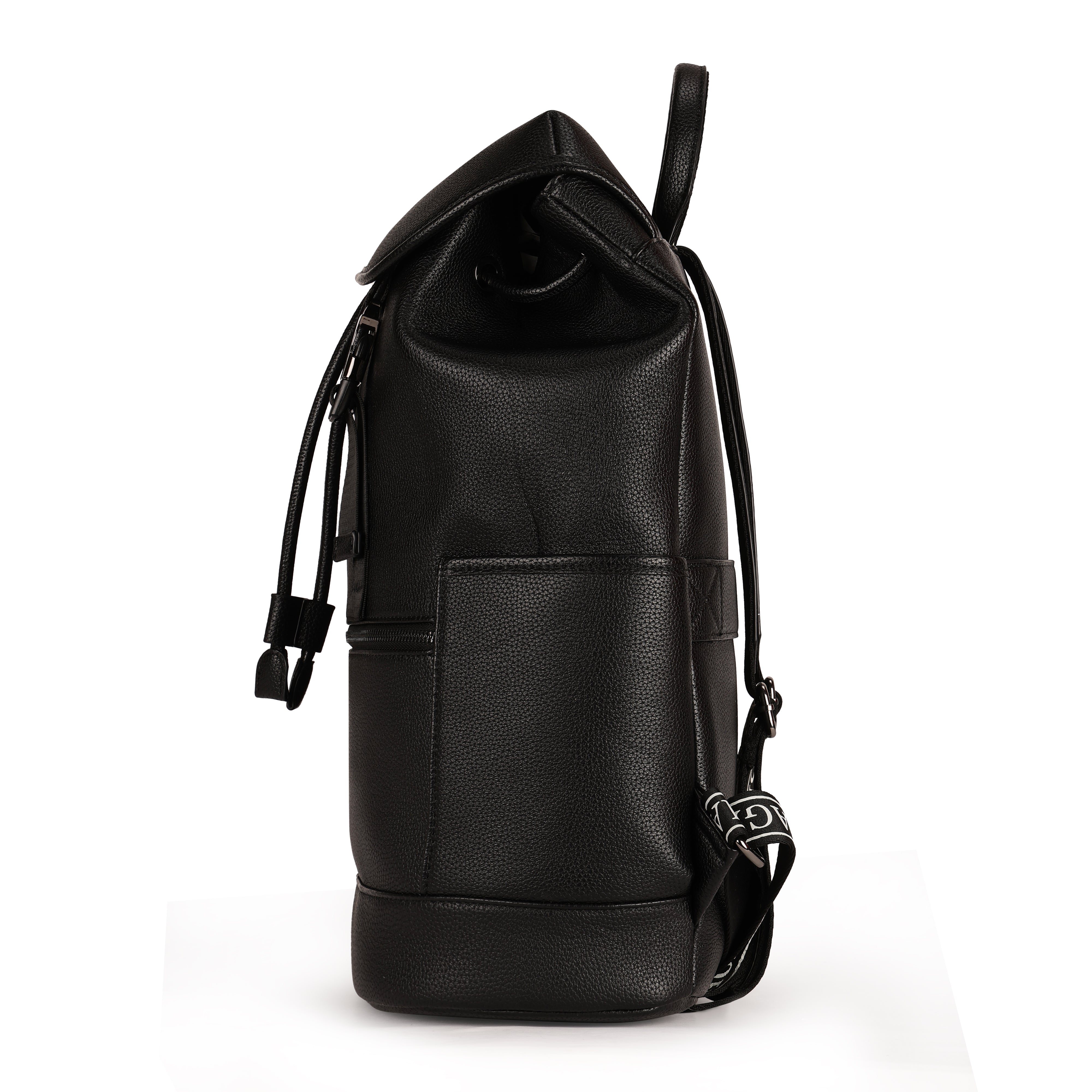 Magnolia PU Leather Black Backpack
