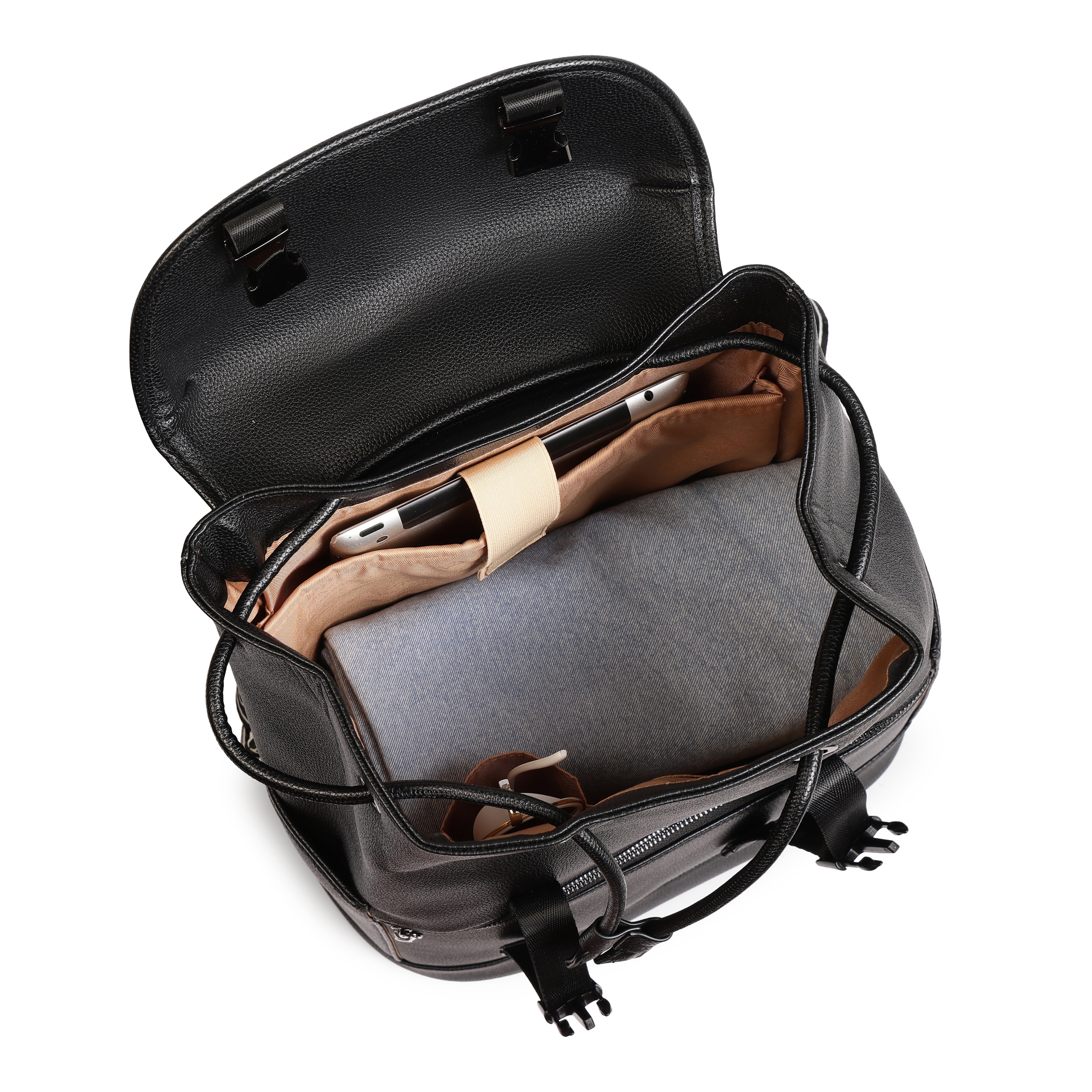 Magnolia PU Leather Black Backpack