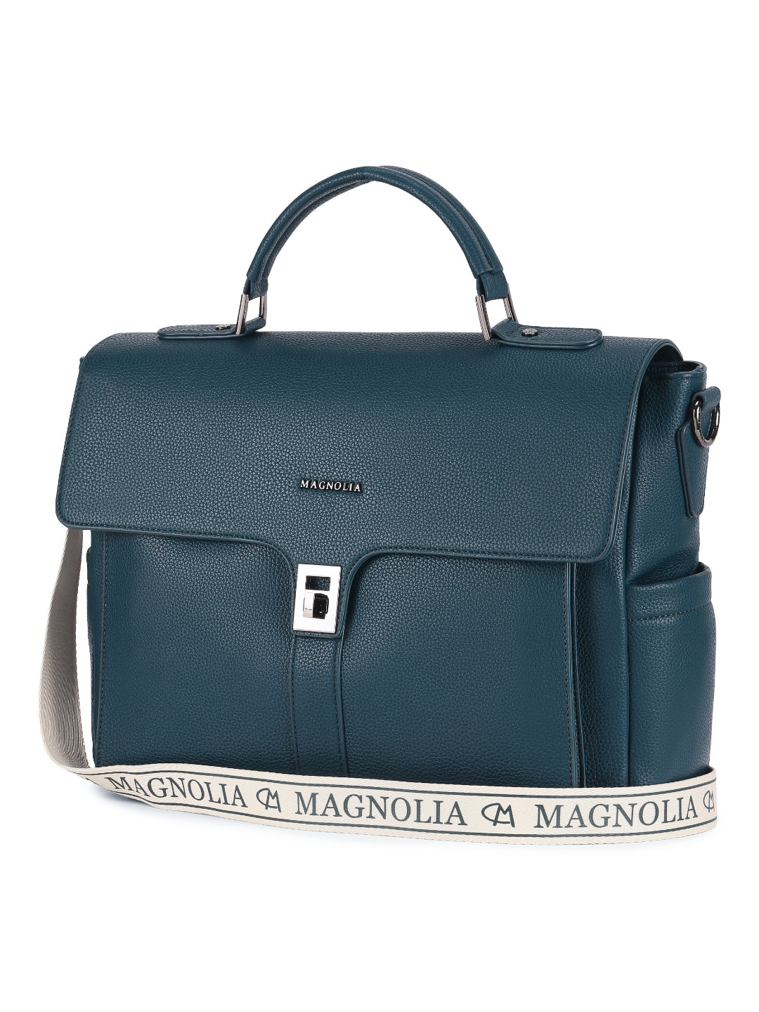 Magnolia Blue PU Leather Solid One Size Women Laptop Bag