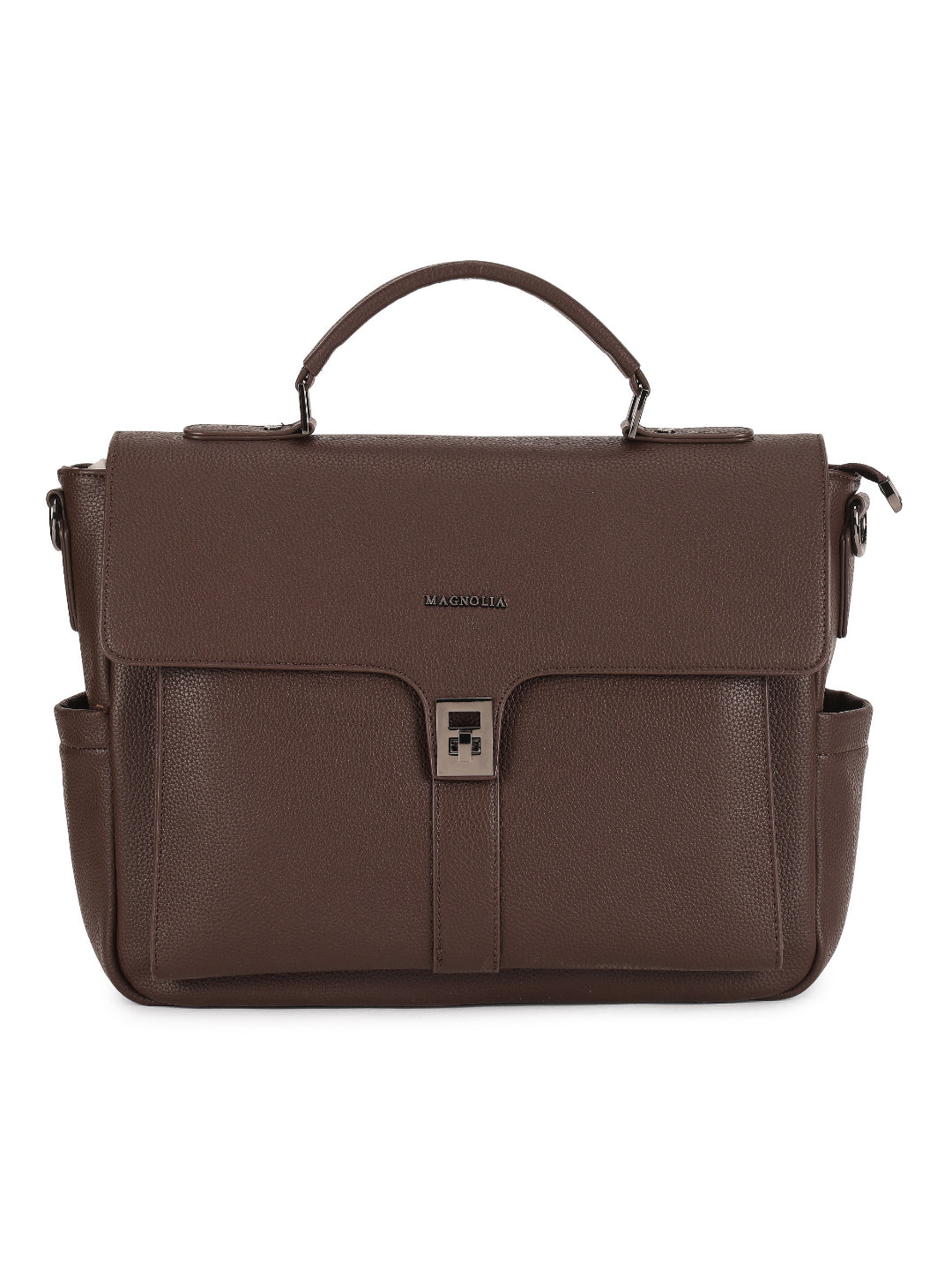 Magnolia Coffee PU Leather Solid One Size Women Laptop Bag