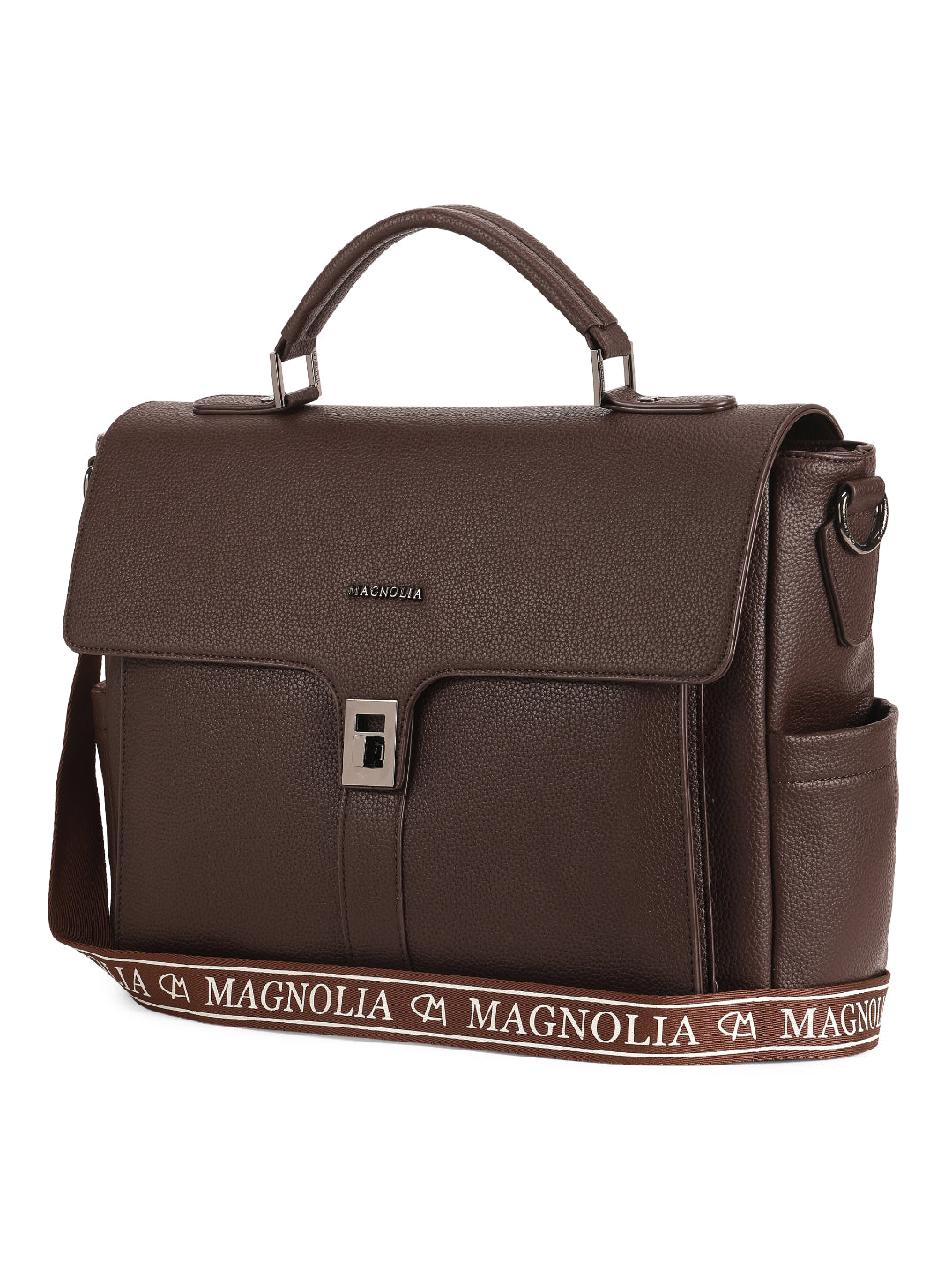 Magnolia Coffee PU Leather Solid One Size Women Laptop Bag