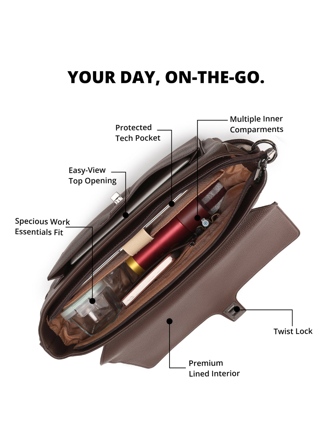 Magnolia Coffee PU Leather Solid One Size Women Laptop Bag