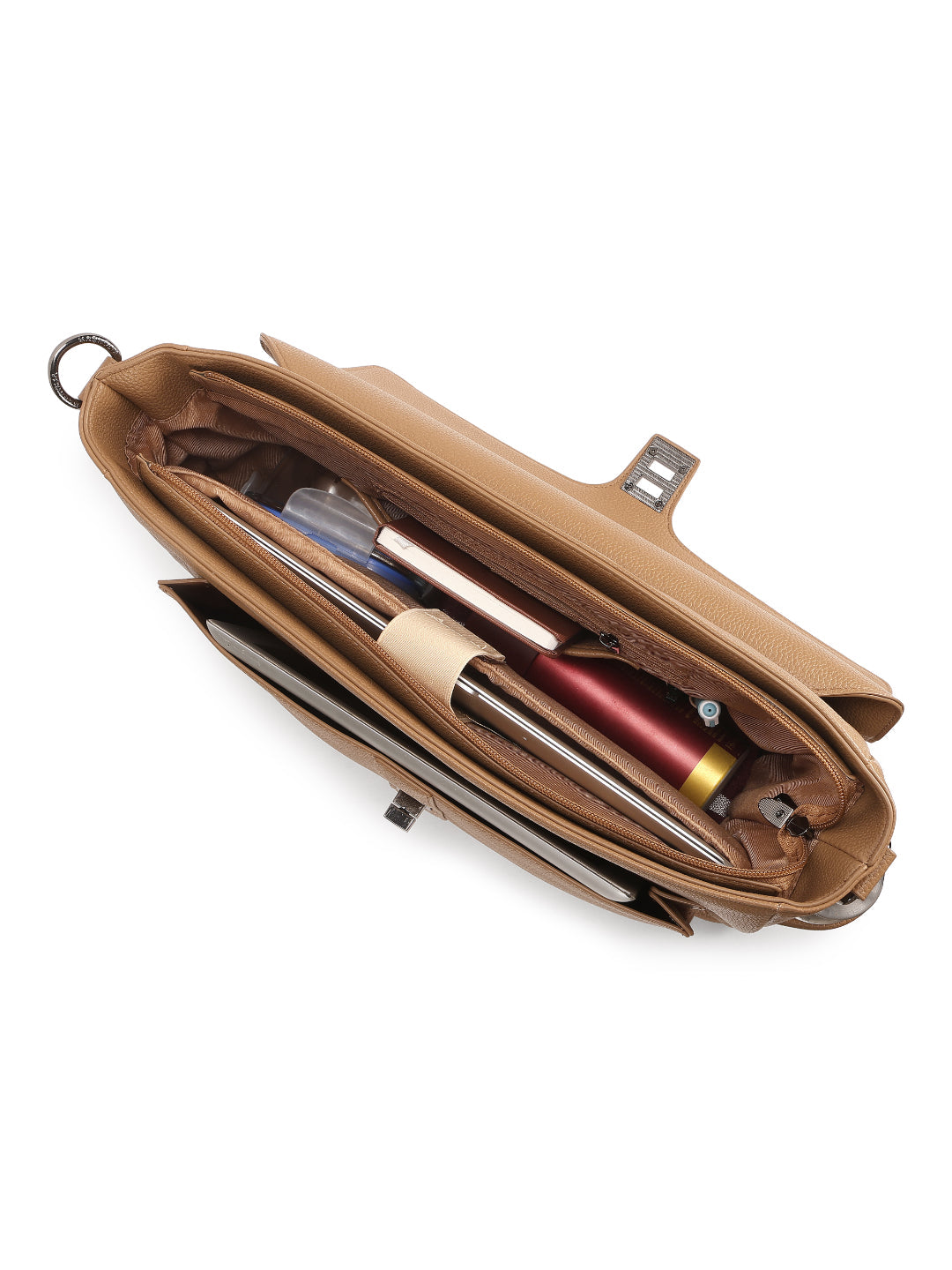 Magnolia Khaki PU Leather Solid One Size Women Laptop Bag