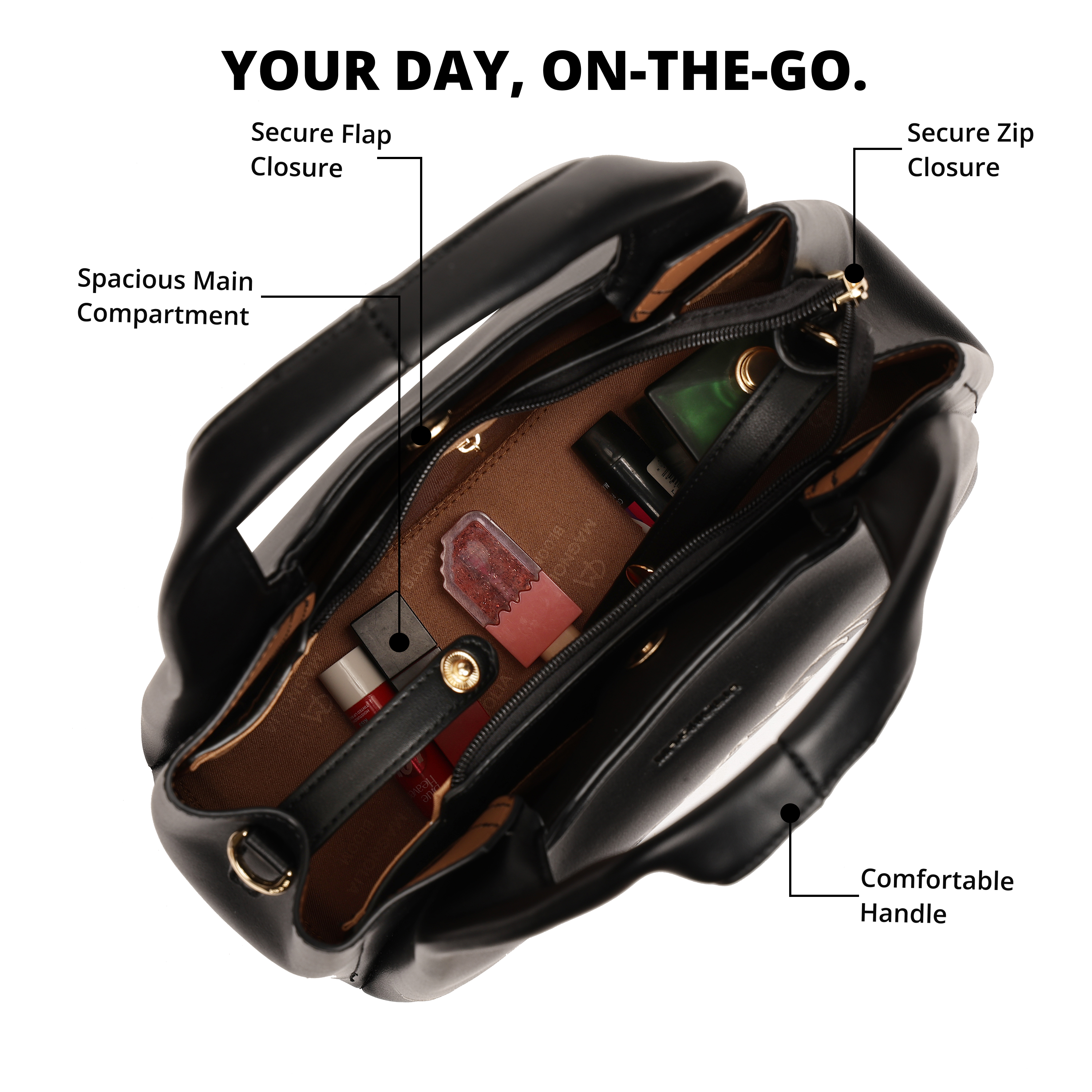 Magnolia PU Leather Women Embroidered Black Shoulder Bag