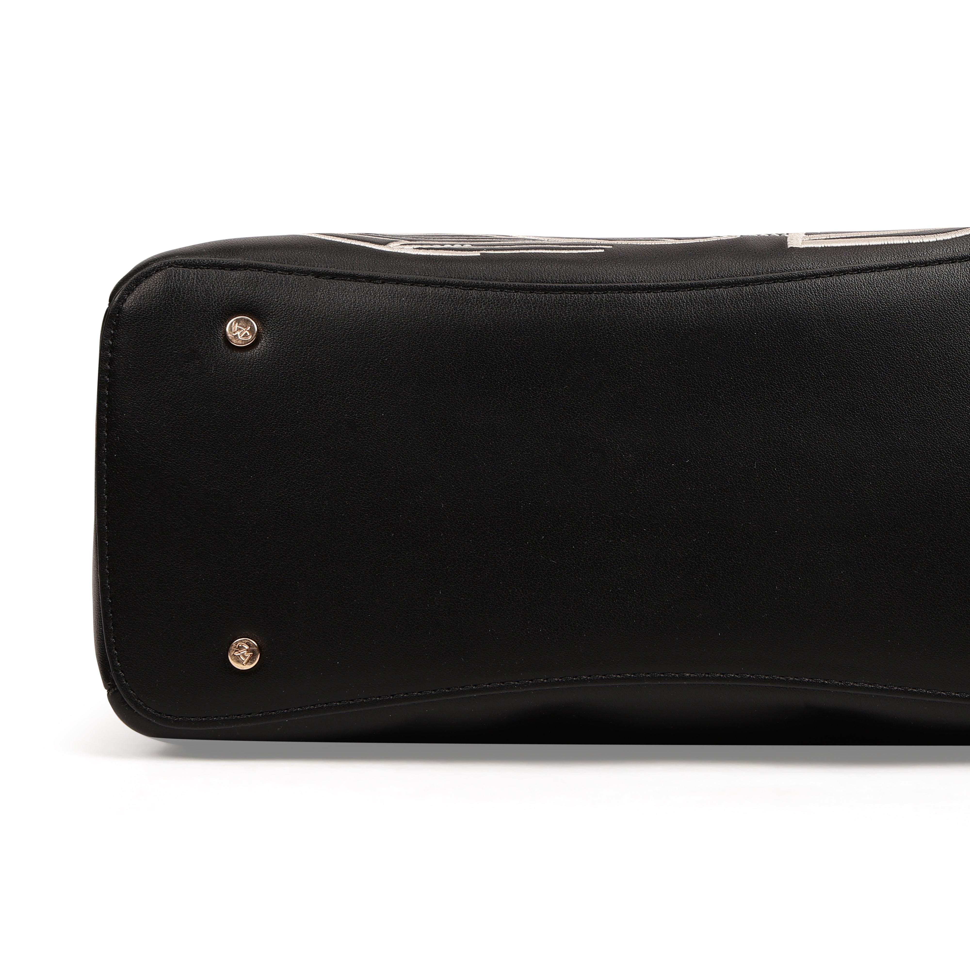 Magnolia PU Leather Women Embroidered Black Shoulder Bag