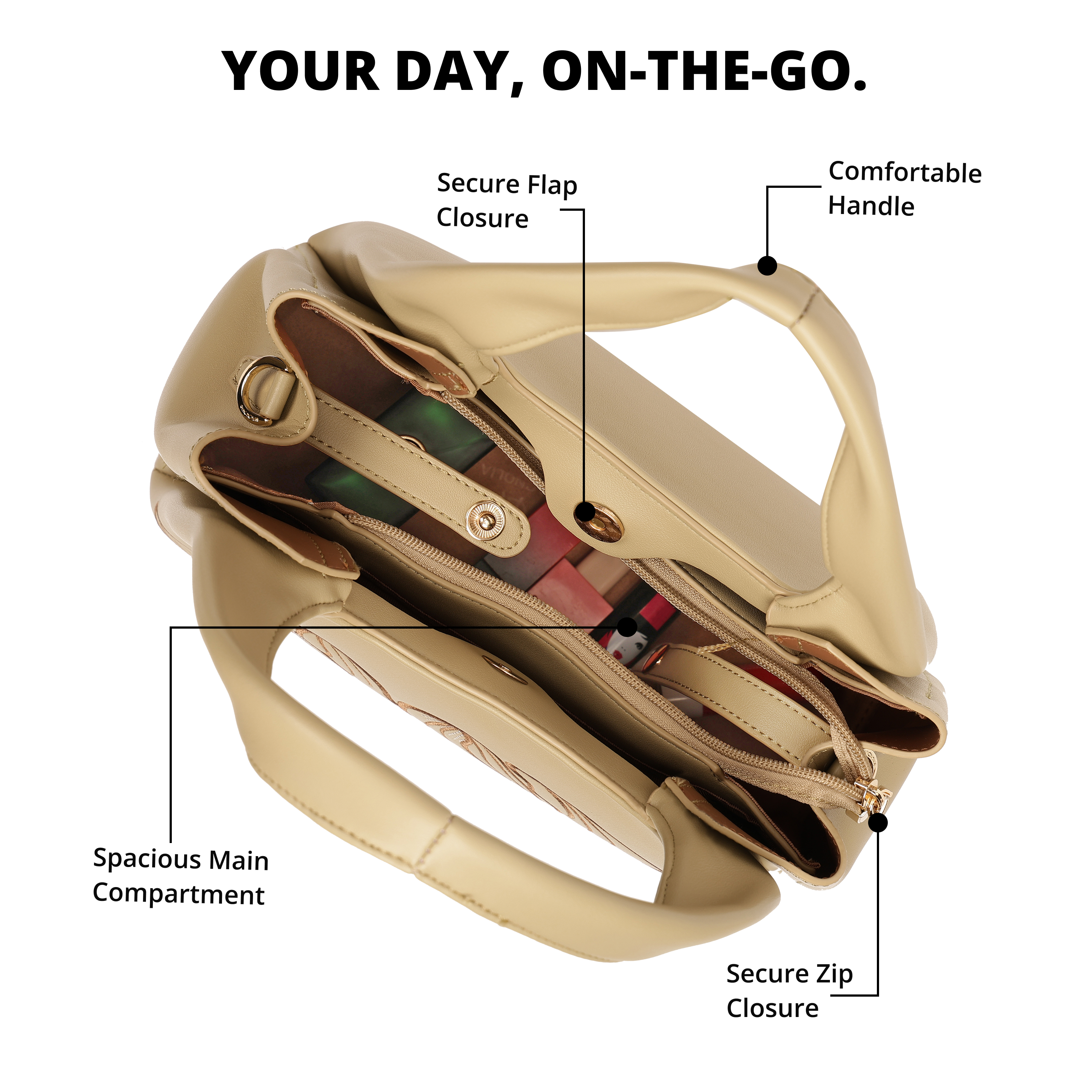 Magnolia PU Leather Women Embroidered Khaki Shoulder Bag