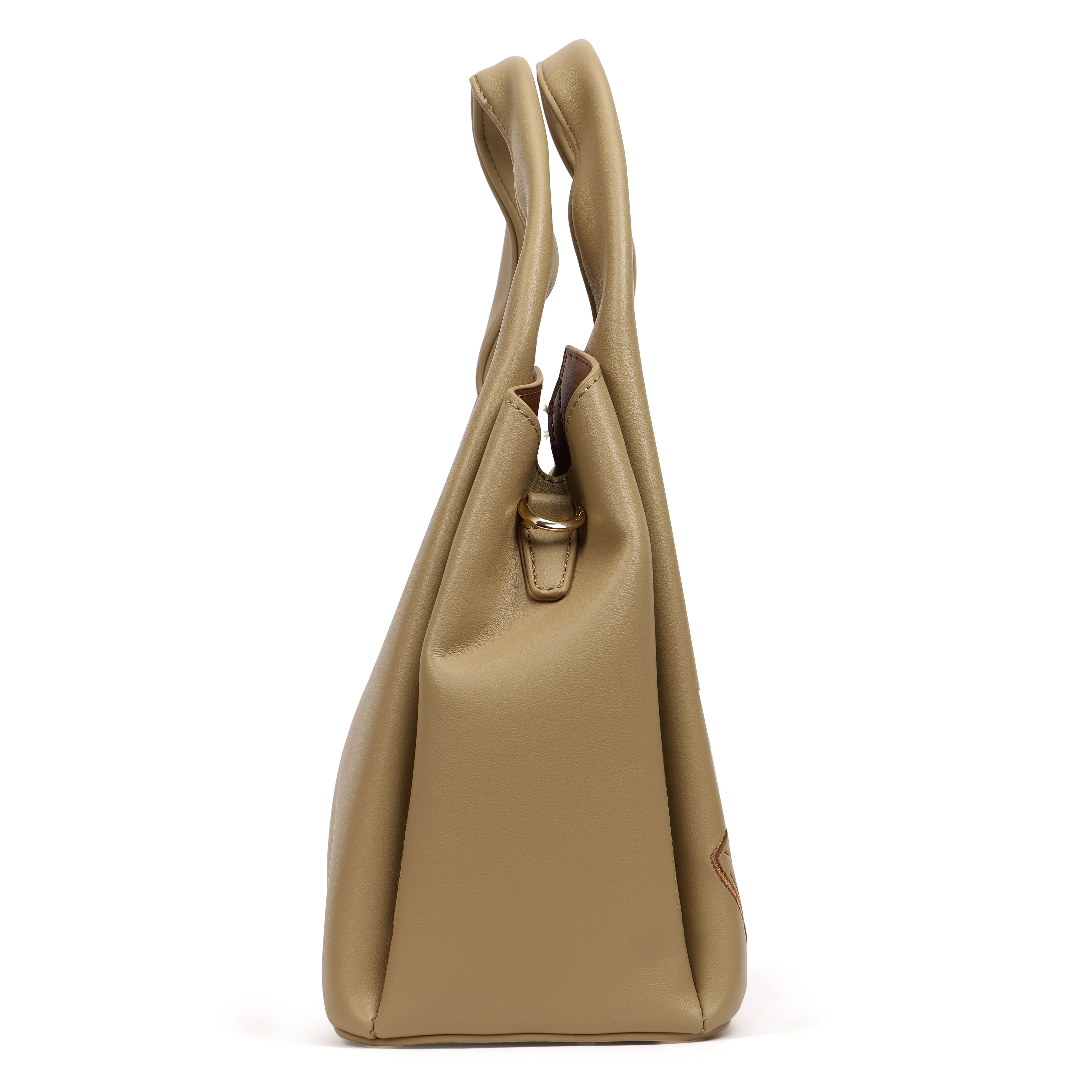 Magnolia PU Leather Women Embroidered Khaki Shoulder Bag