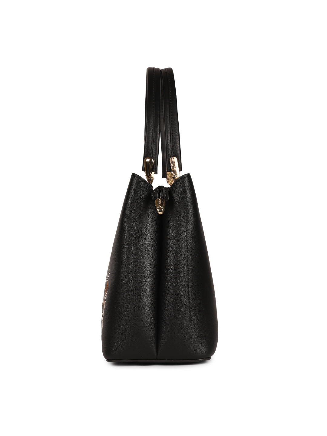 Magnolia Black PU Leather Embroidered One Size Women Tote