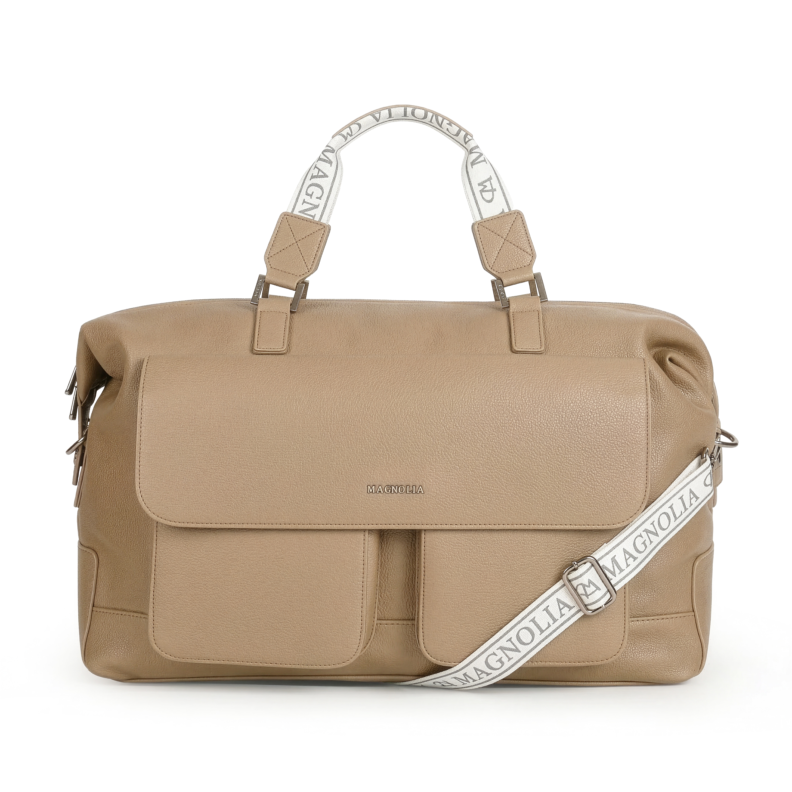 Magnolia PU Leather Women Beige Handbag