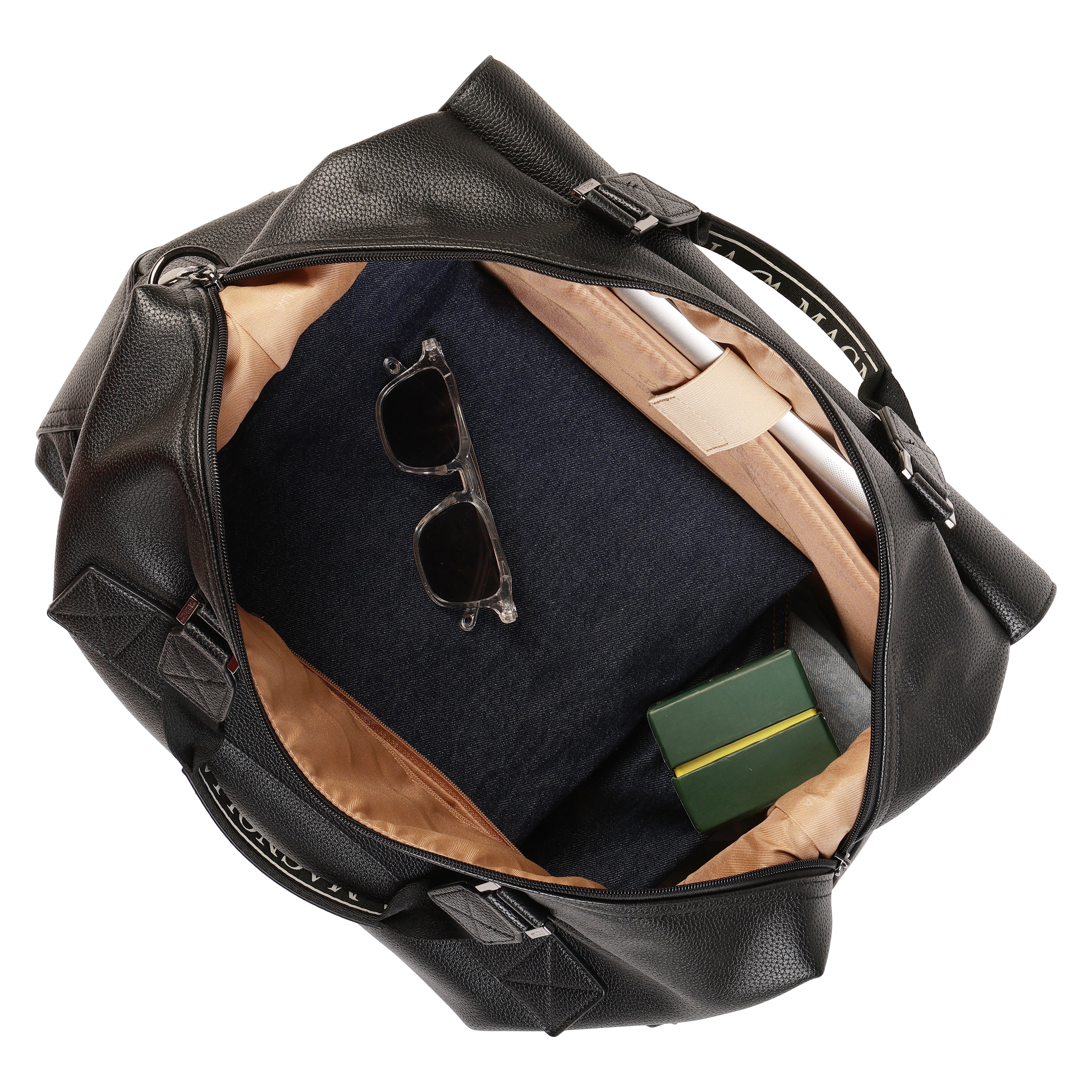 Magnolia PU Leather Women Black Handbag