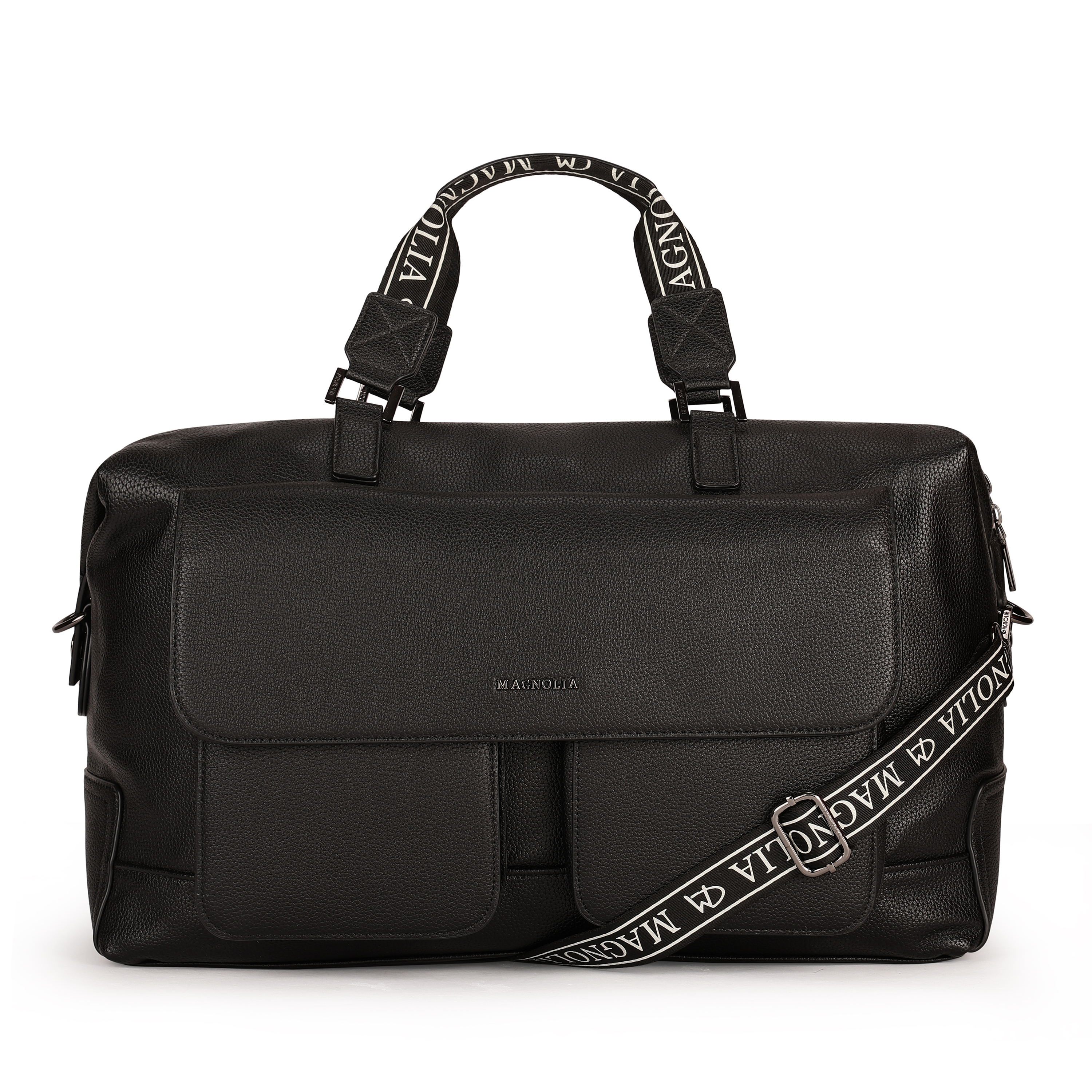 Magnolia PU Leather Women Black Handbag