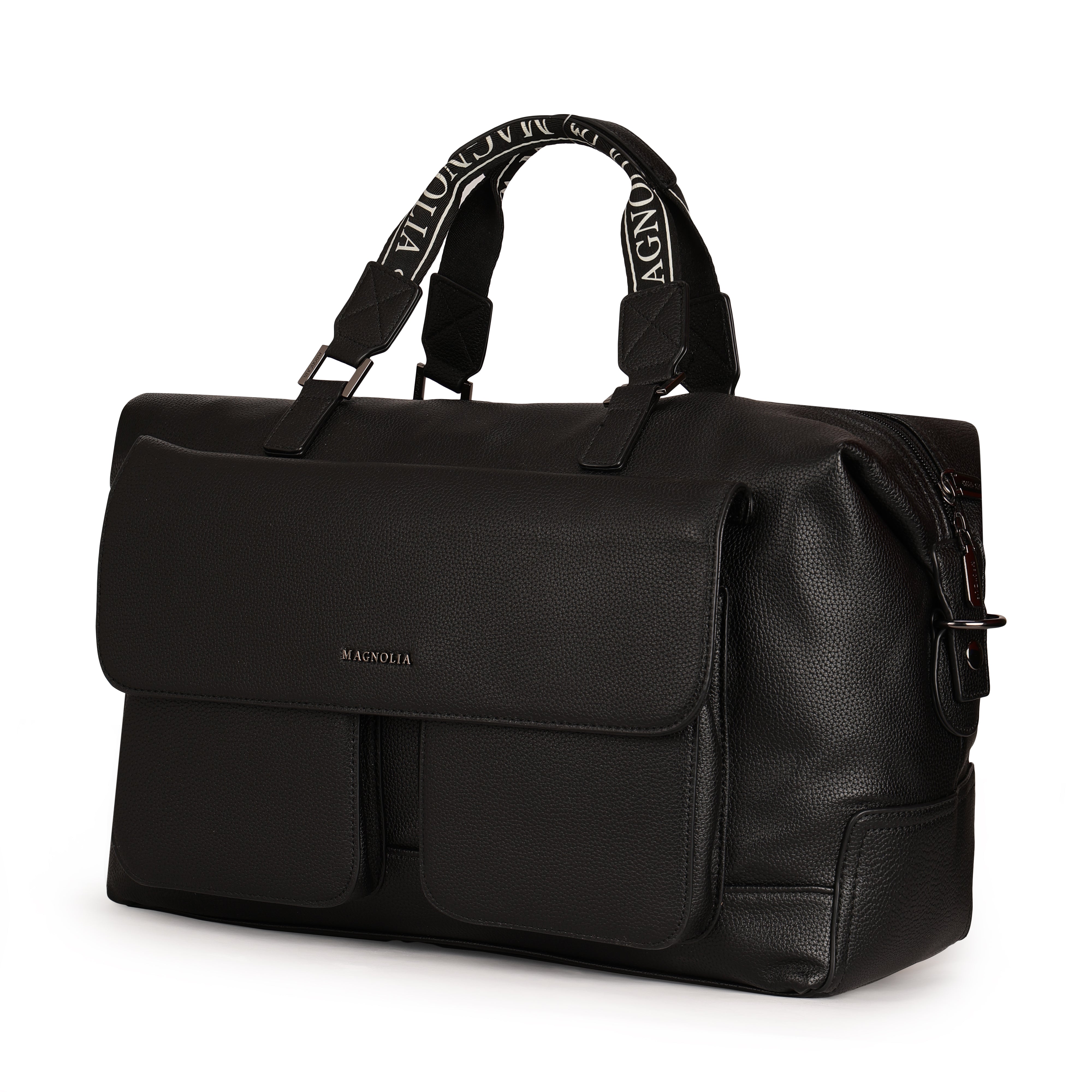 Magnolia PU Leather Women Black Handbag