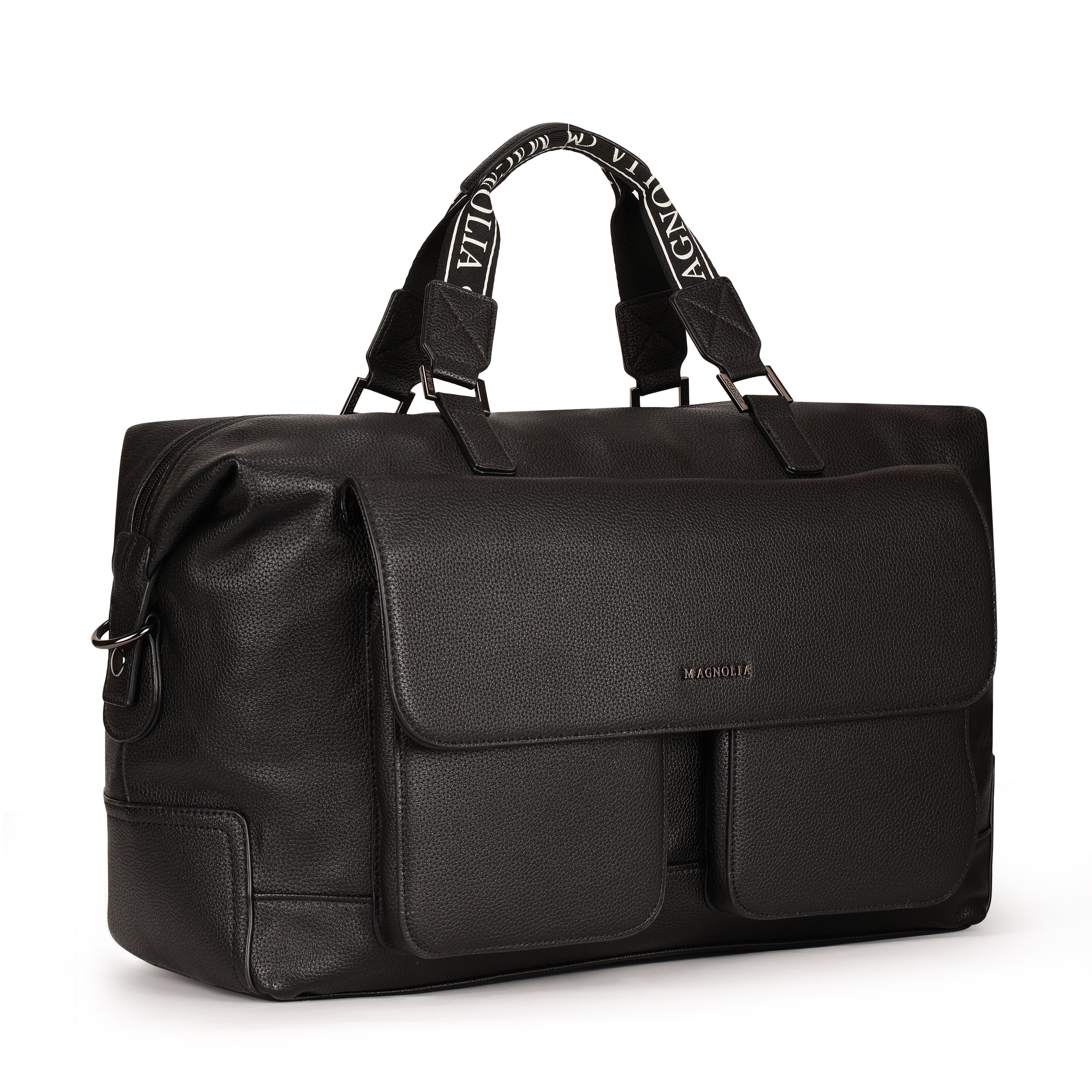 Magnolia PU Leather Women Black Handbag