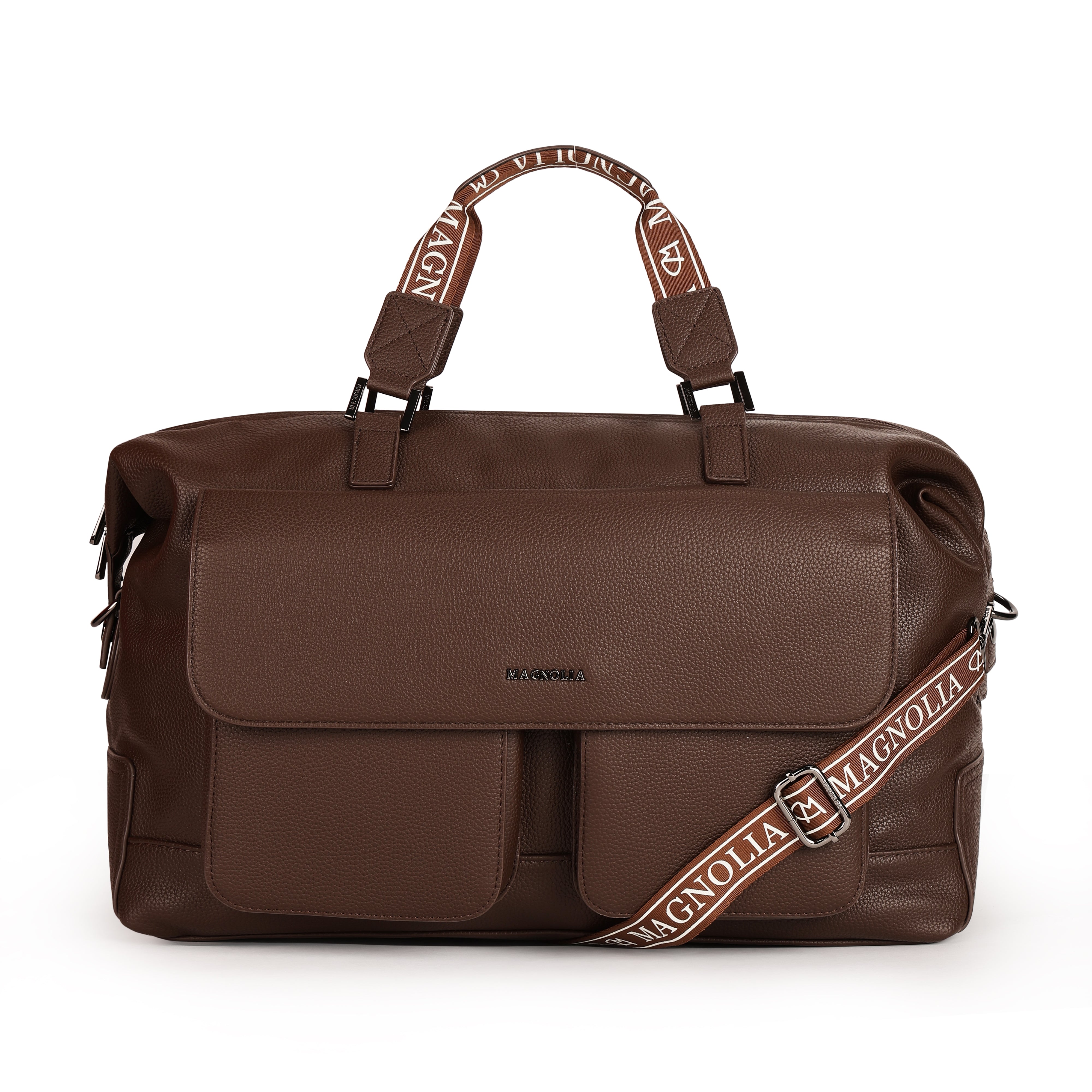 Magnolia PU Leather Women Brown Handbag