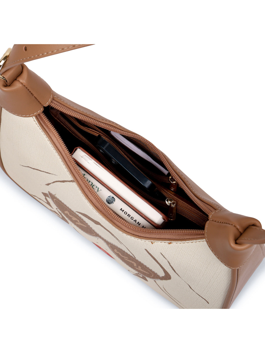 Magnolia Khaki PU Leather Printed One Size Women Shoulder Bag