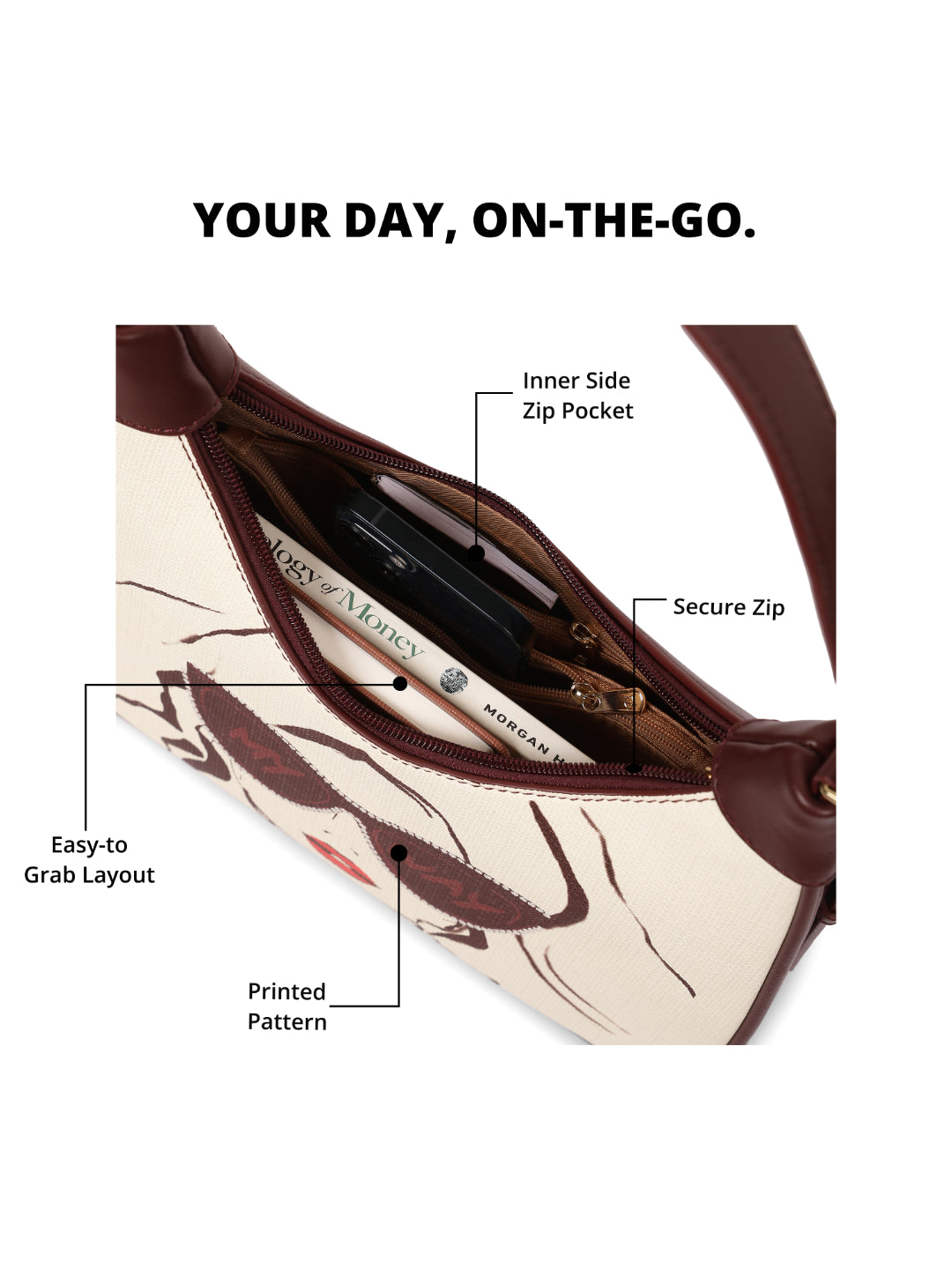 Magnolia Wine red PU Leather Printed One Size Women Shoulder Bag