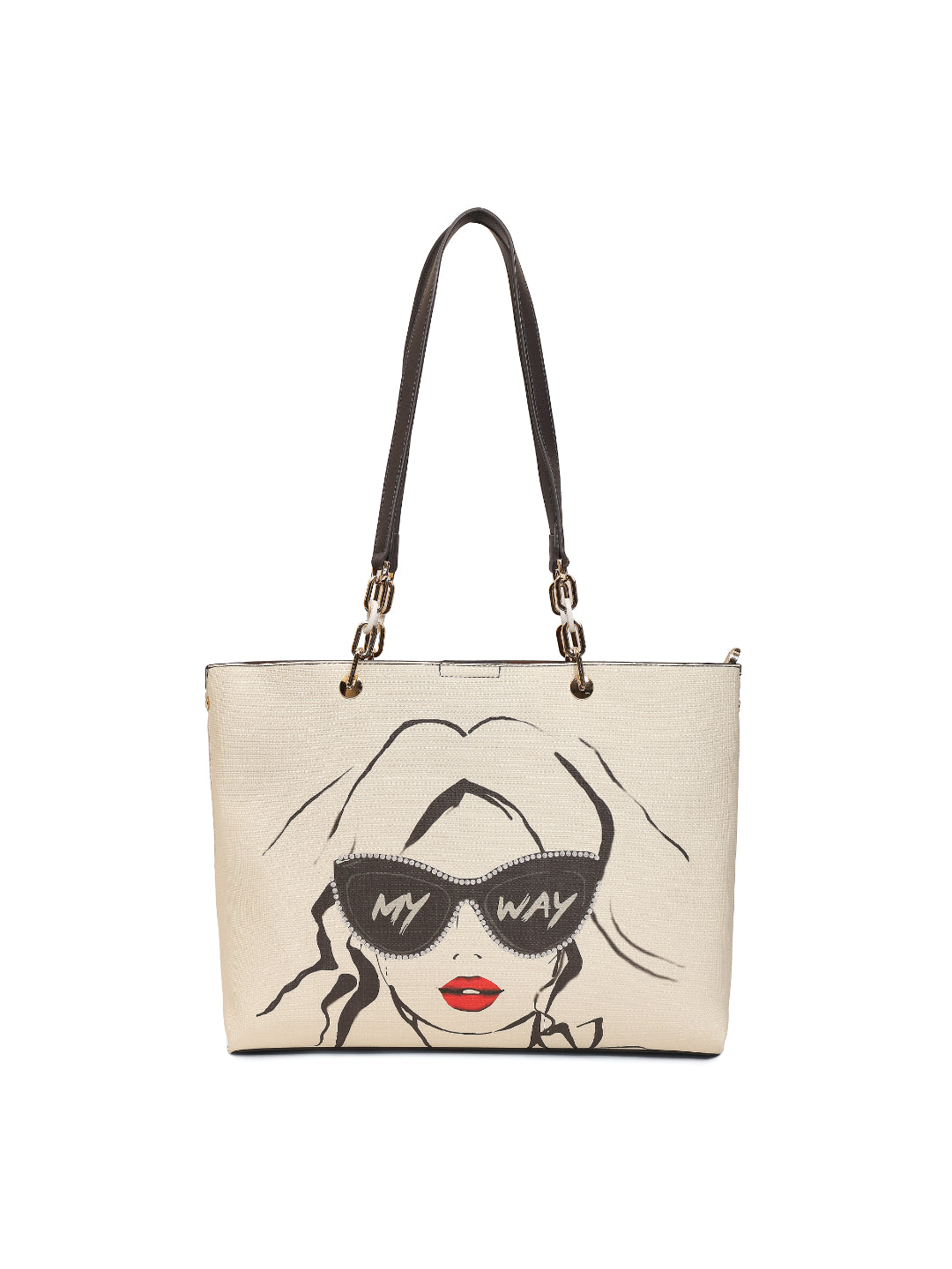 Magnolia Grey PU Leather Printed One Size Women Tote