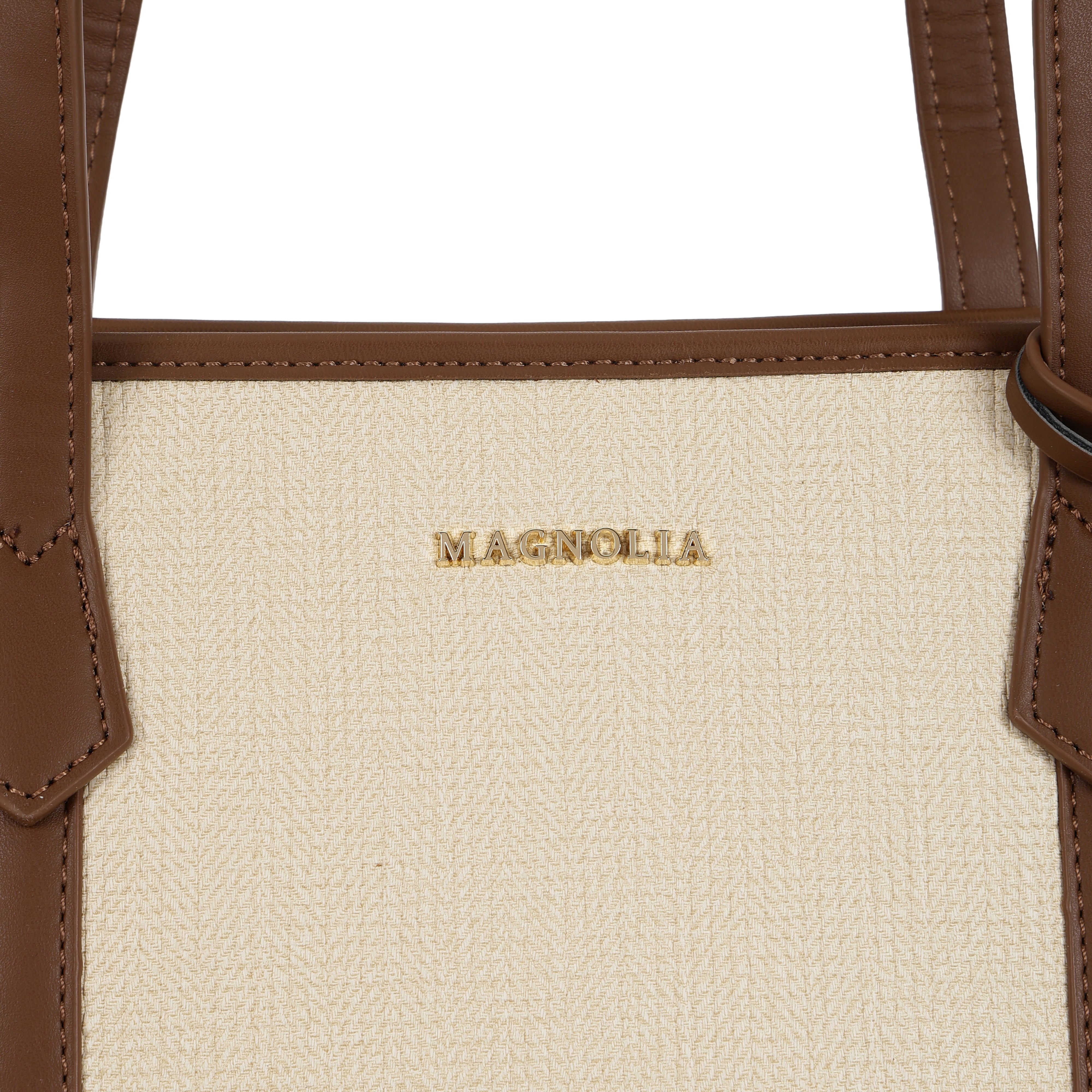 Magnolia PU Leather Women Beige Tote Bag