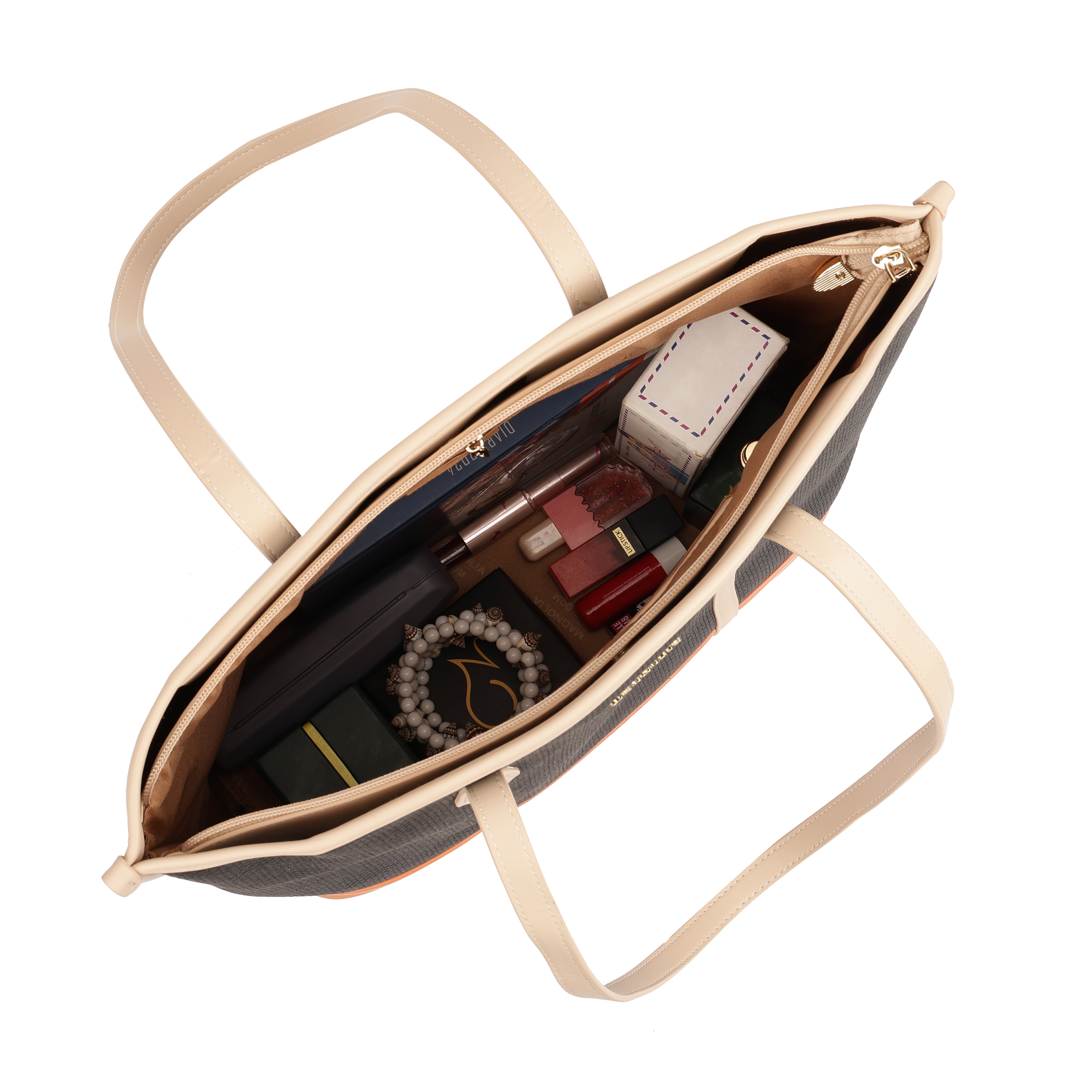 Magnolia PU Leather Women Black Tote Bag