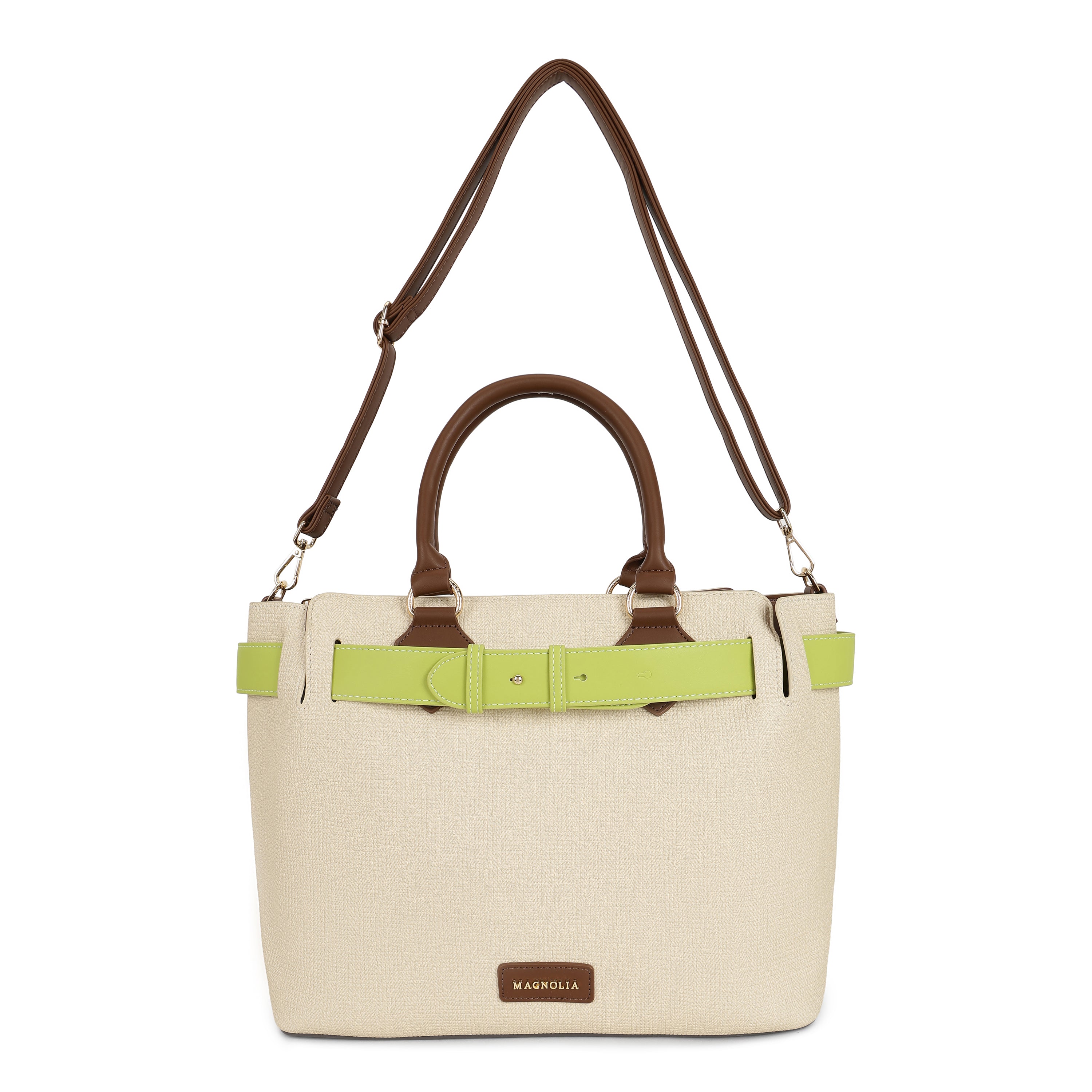 Magnolia PU Leather Women Beige Tote Bag