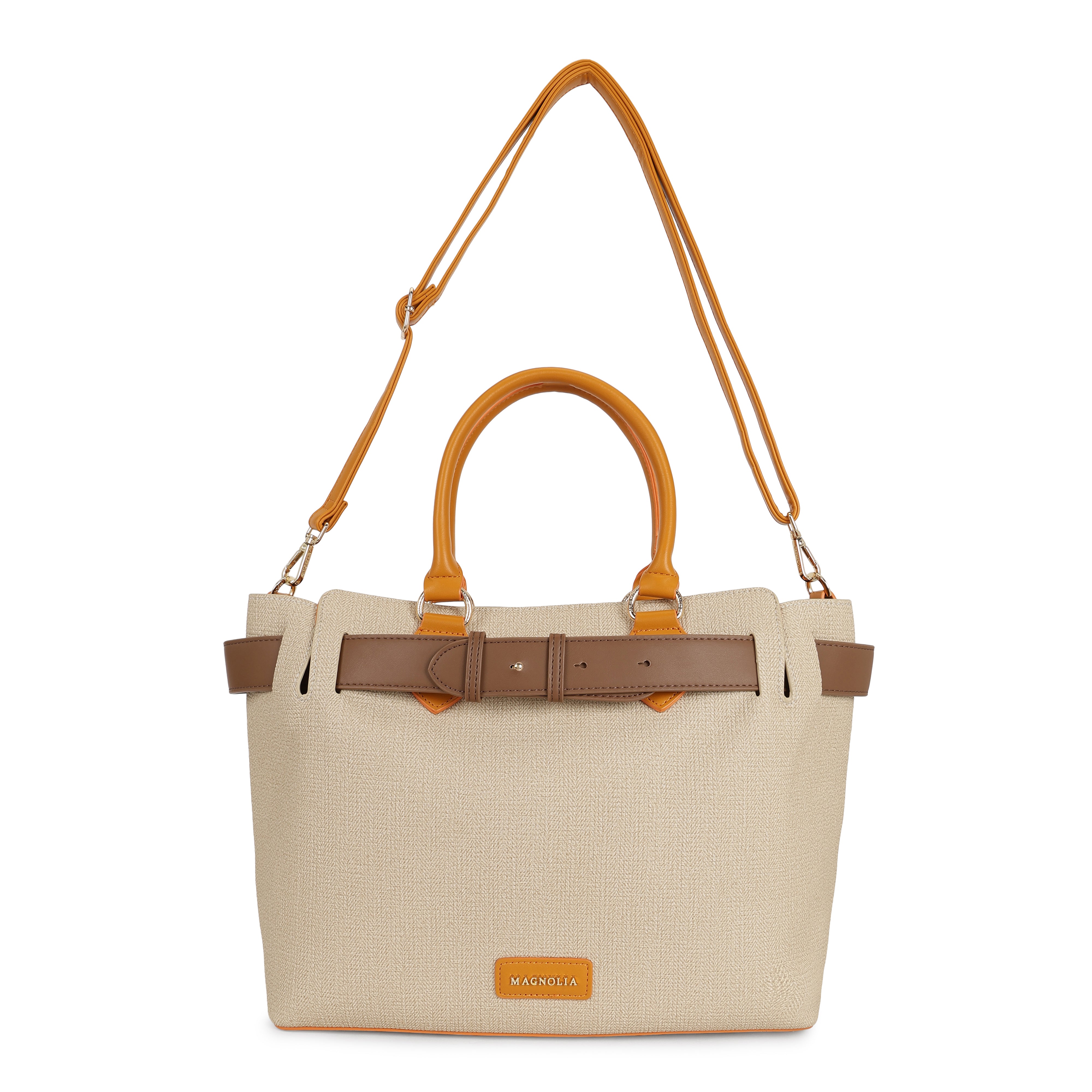 Magnolia PU Leather Women Khaki Tote Bag
