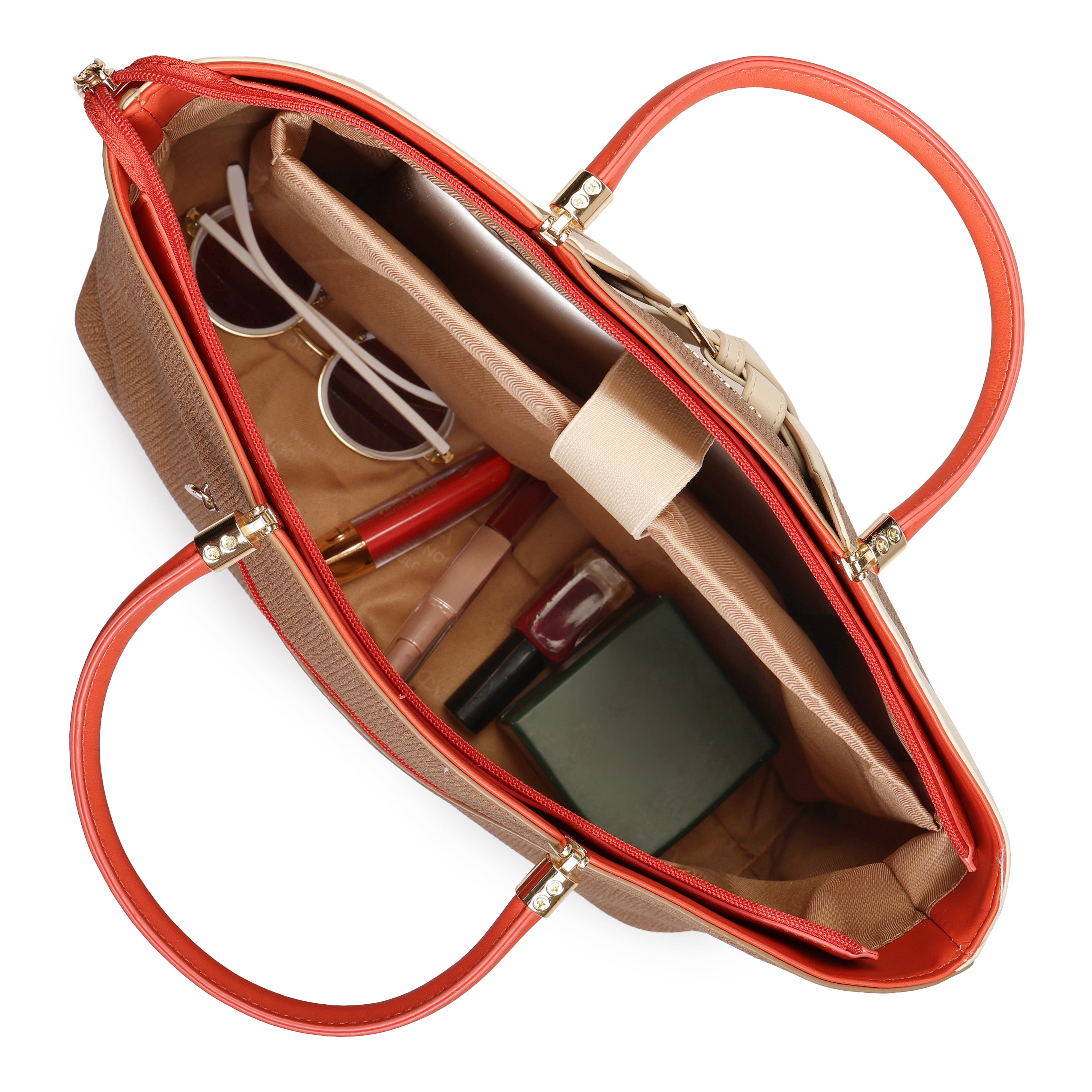 Magnolia PU Leather Women Brown Tote Bag