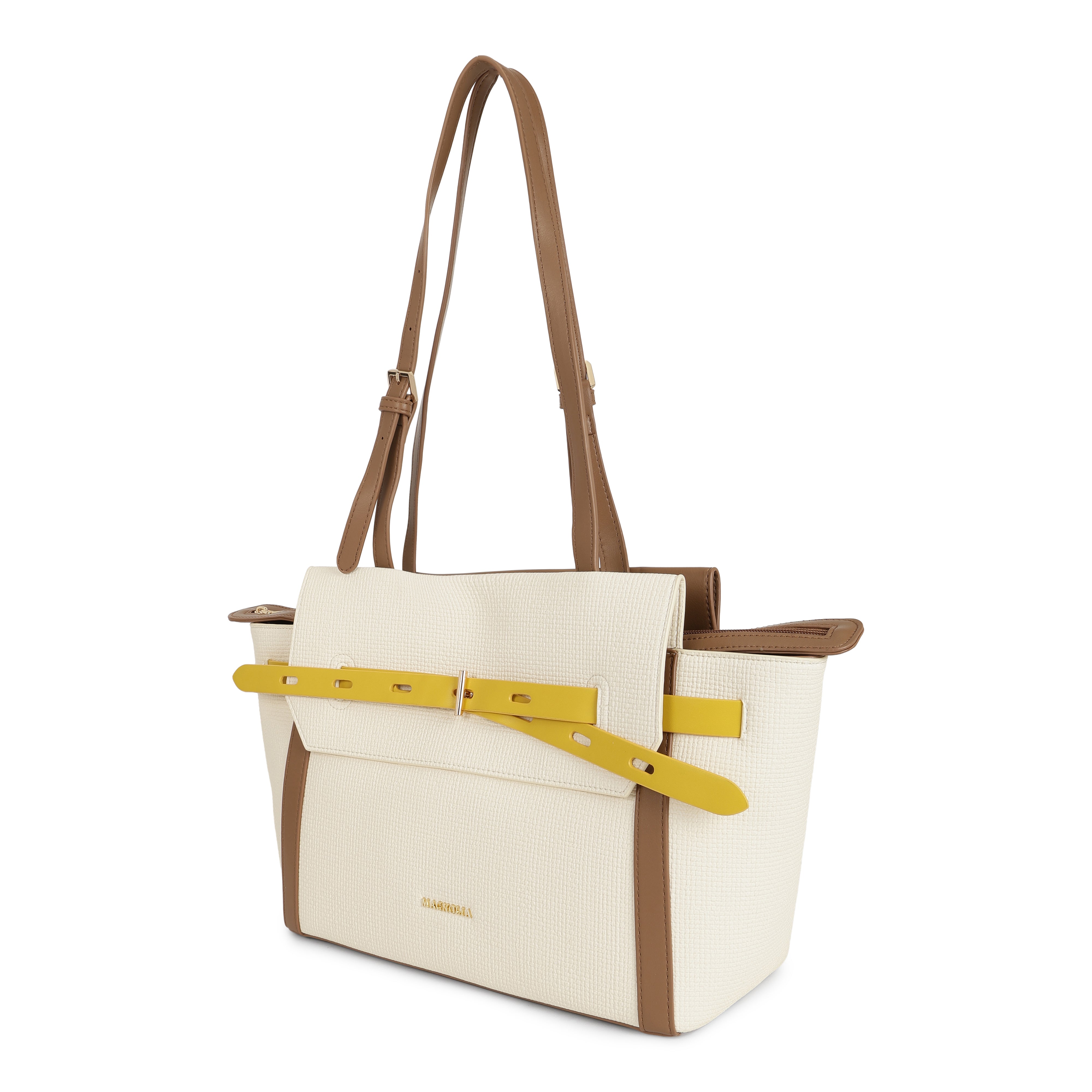 Magnolia PU Leather Women Ivory Tote Bag