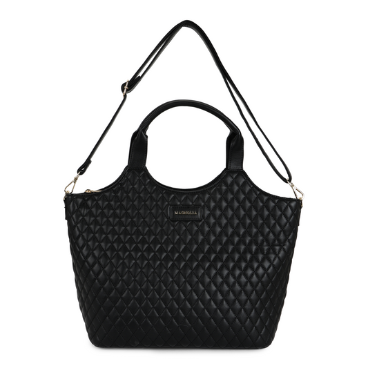 Magnolia PU Leather Women Black Tote Bag