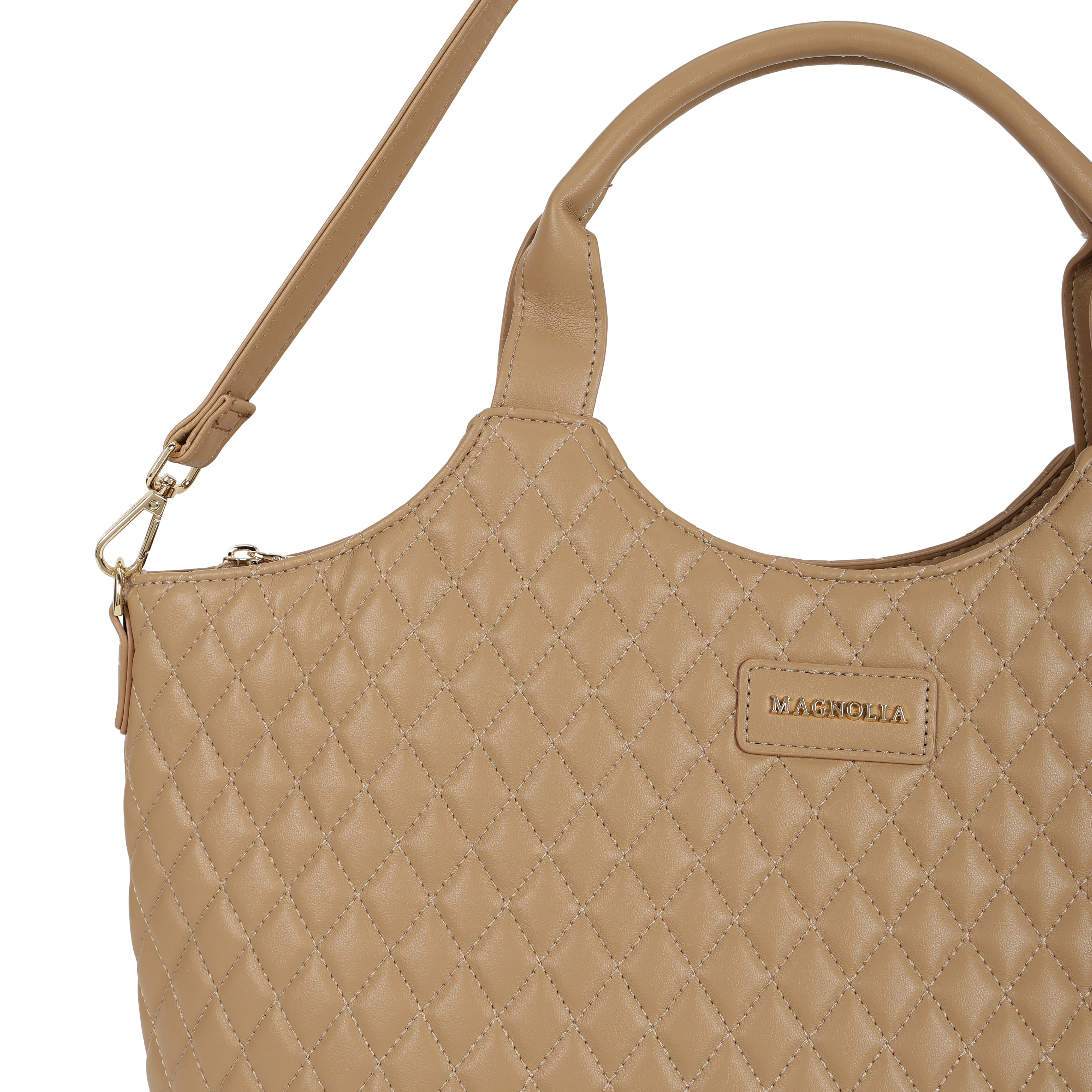 Magnolia PU Leather Women Khaki Tote Bag